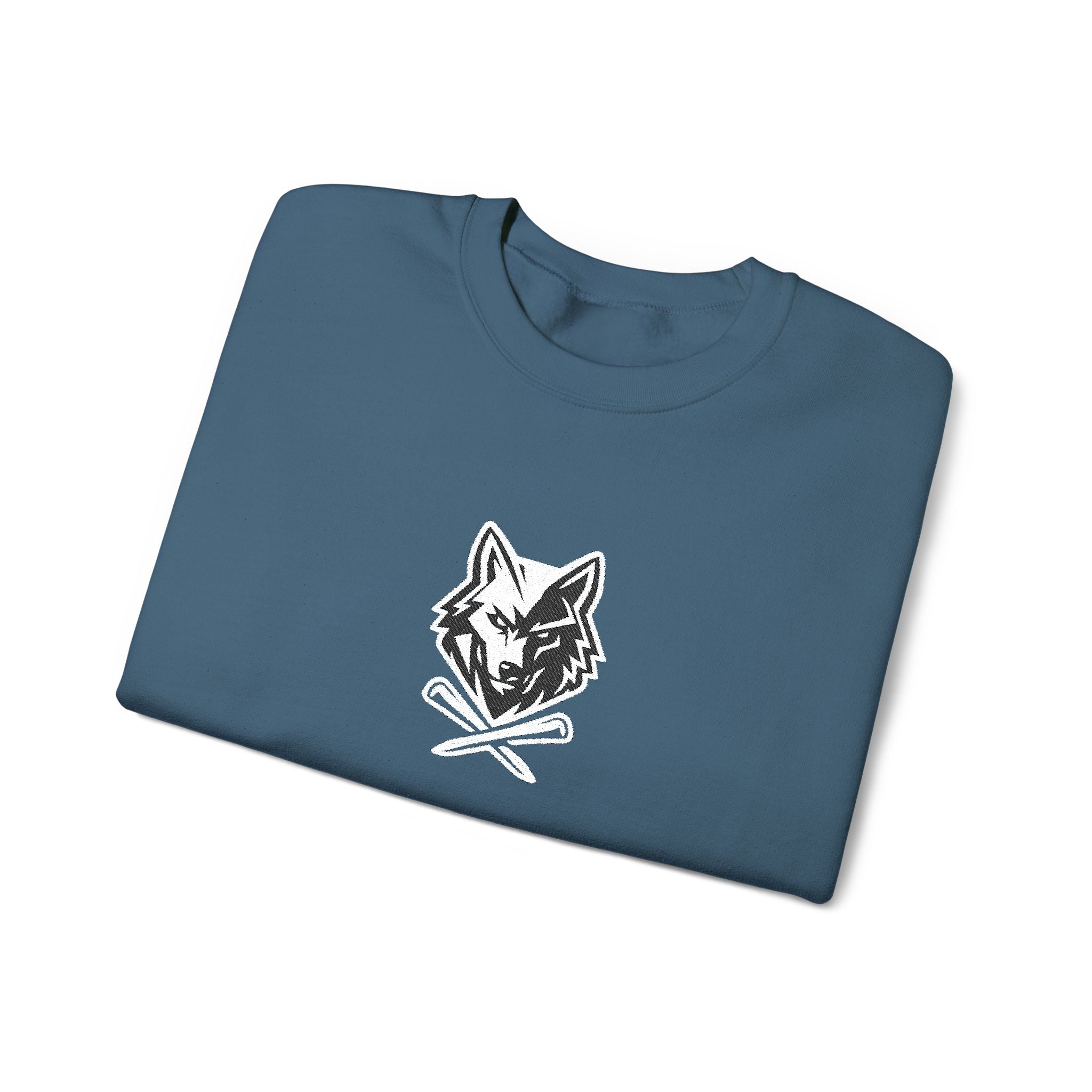 Crewneck Unisex Sweatshirt - Minimal Black Wolf Crossed Tees Graphic