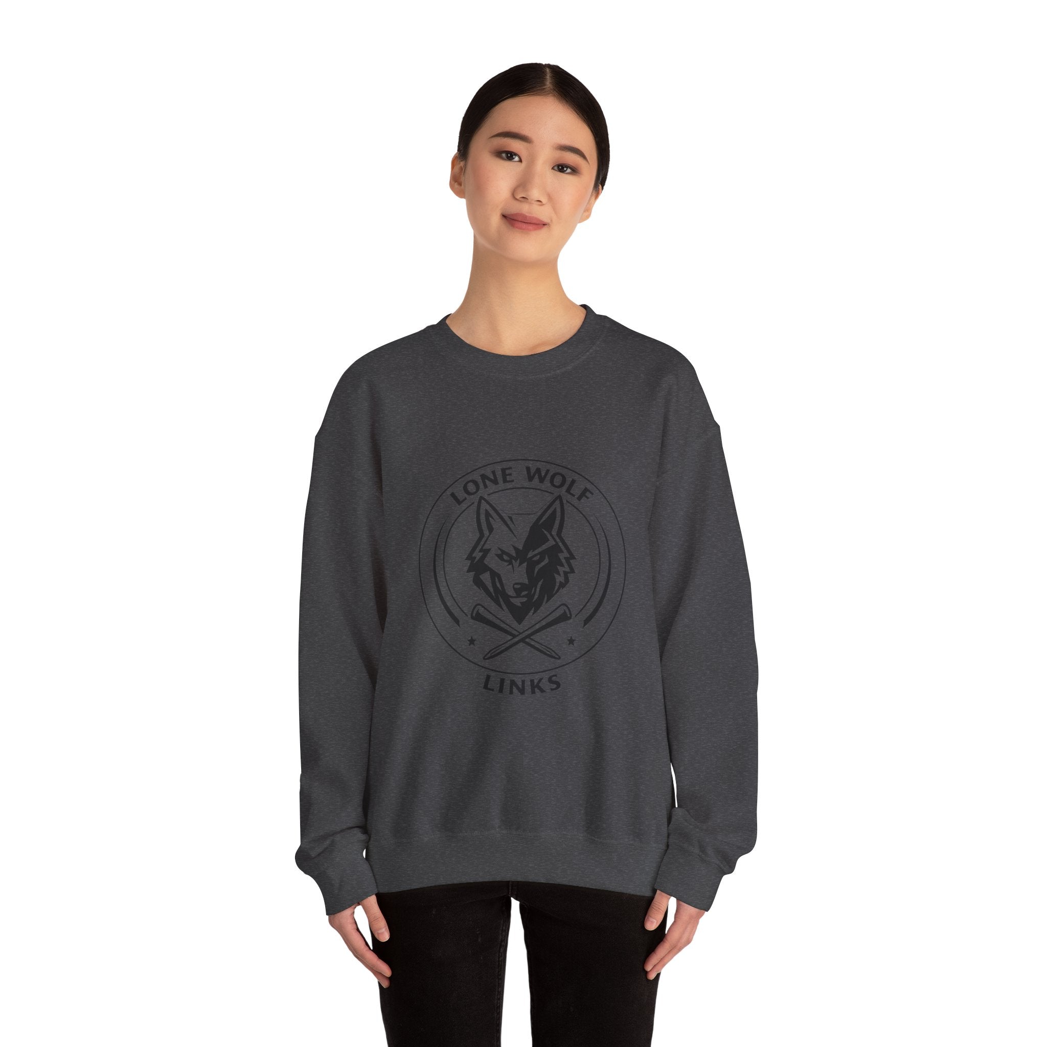 Lone Wolf Links Crewneck Sweatshirt - Unisex Golf Tee Logo Pullover