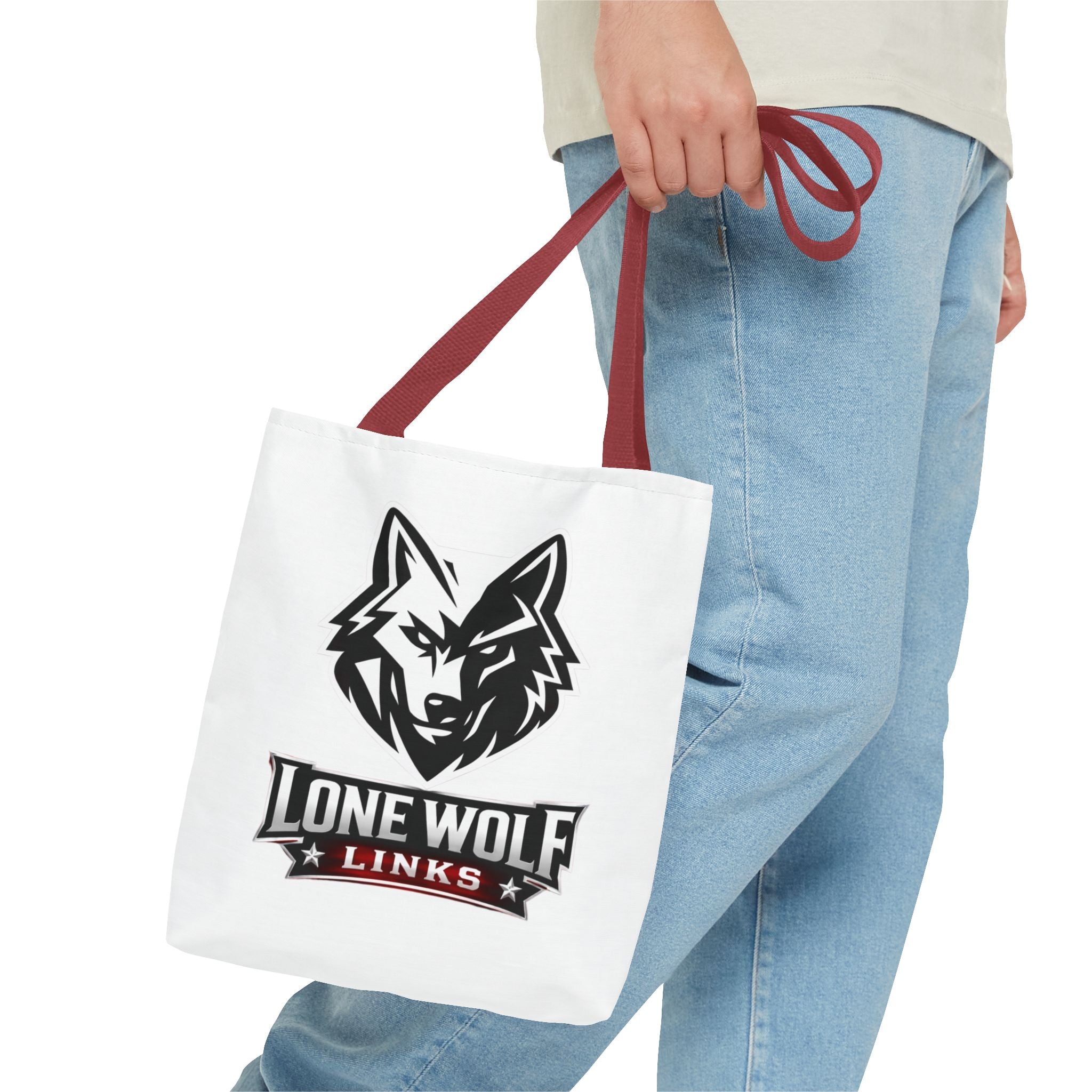 Lone Wolf Links Golf Tote Bag - Logo Canvas Carryall for Golfers