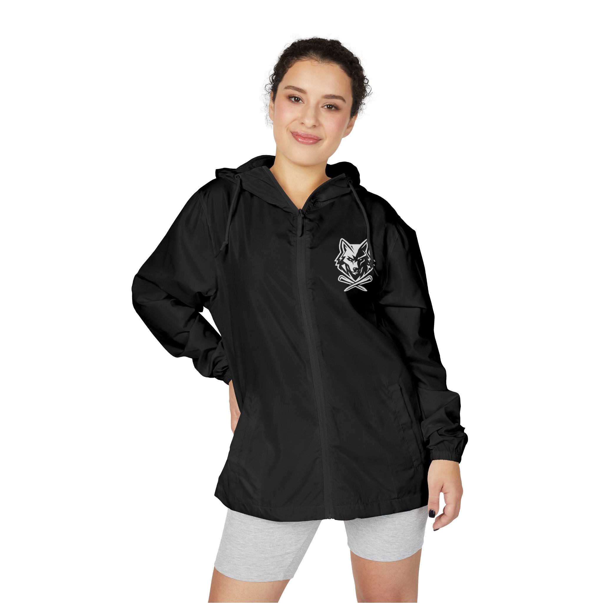 Windbreaker Jacket (Unisex) - Wolf With Clubs Chest Logo