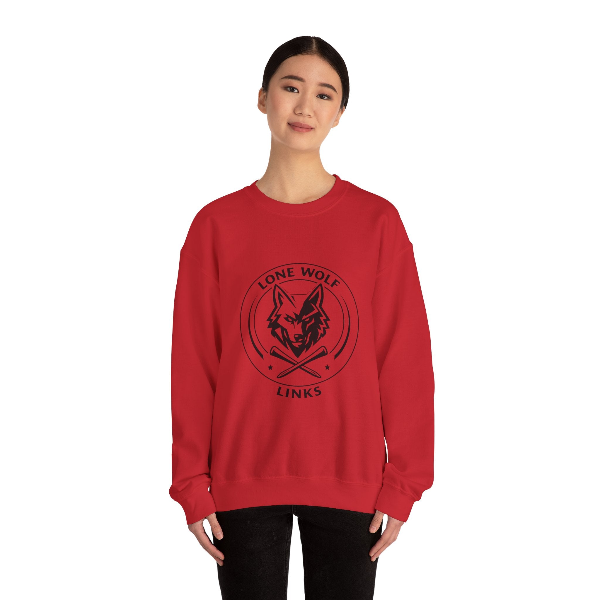 Lone Wolf Links Crewneck Sweatshirt - Unisex Golf Tee Logo Pullover