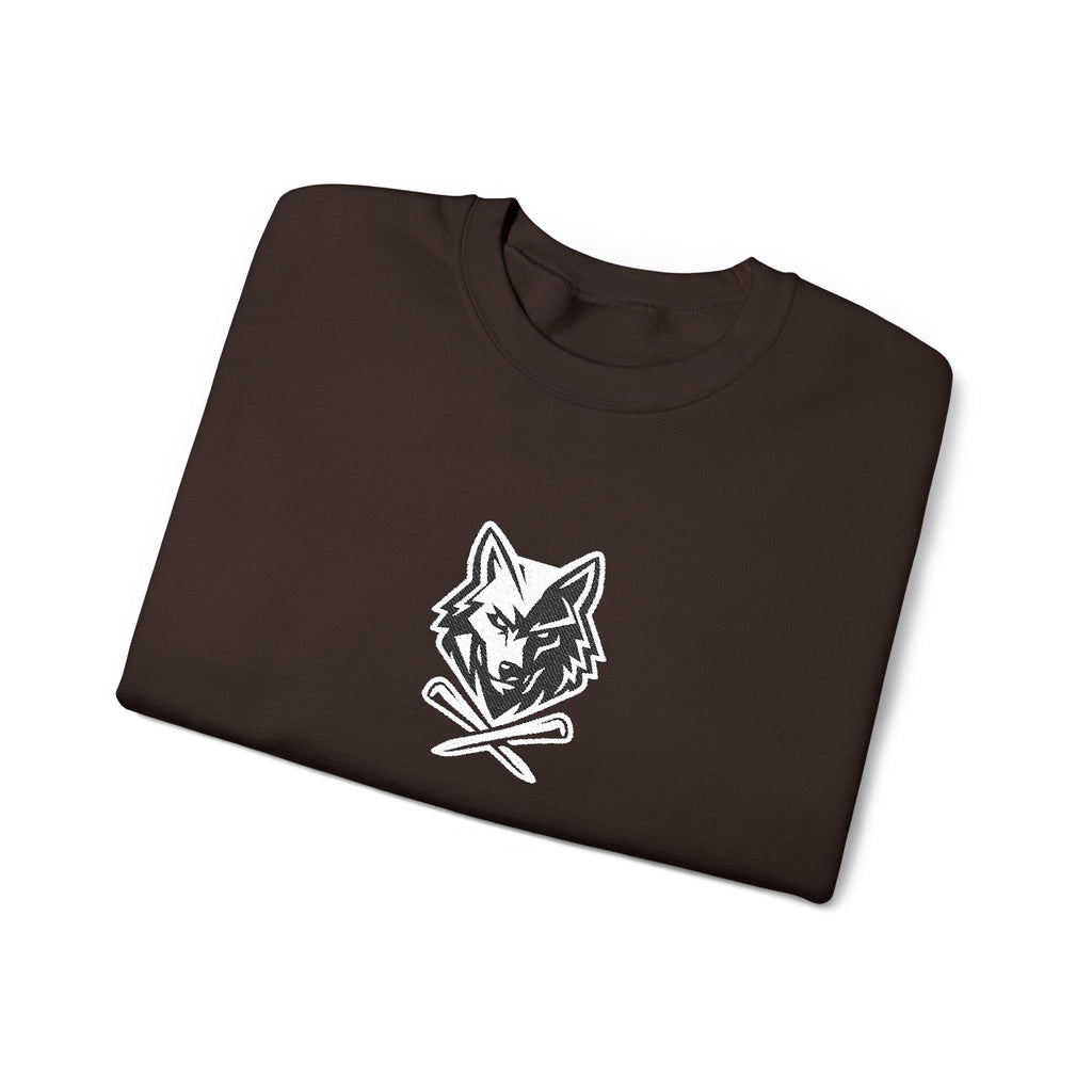 Crewneck Unisex Sweatshirt - Minimal Black Wolf Crossed Tees Graphic