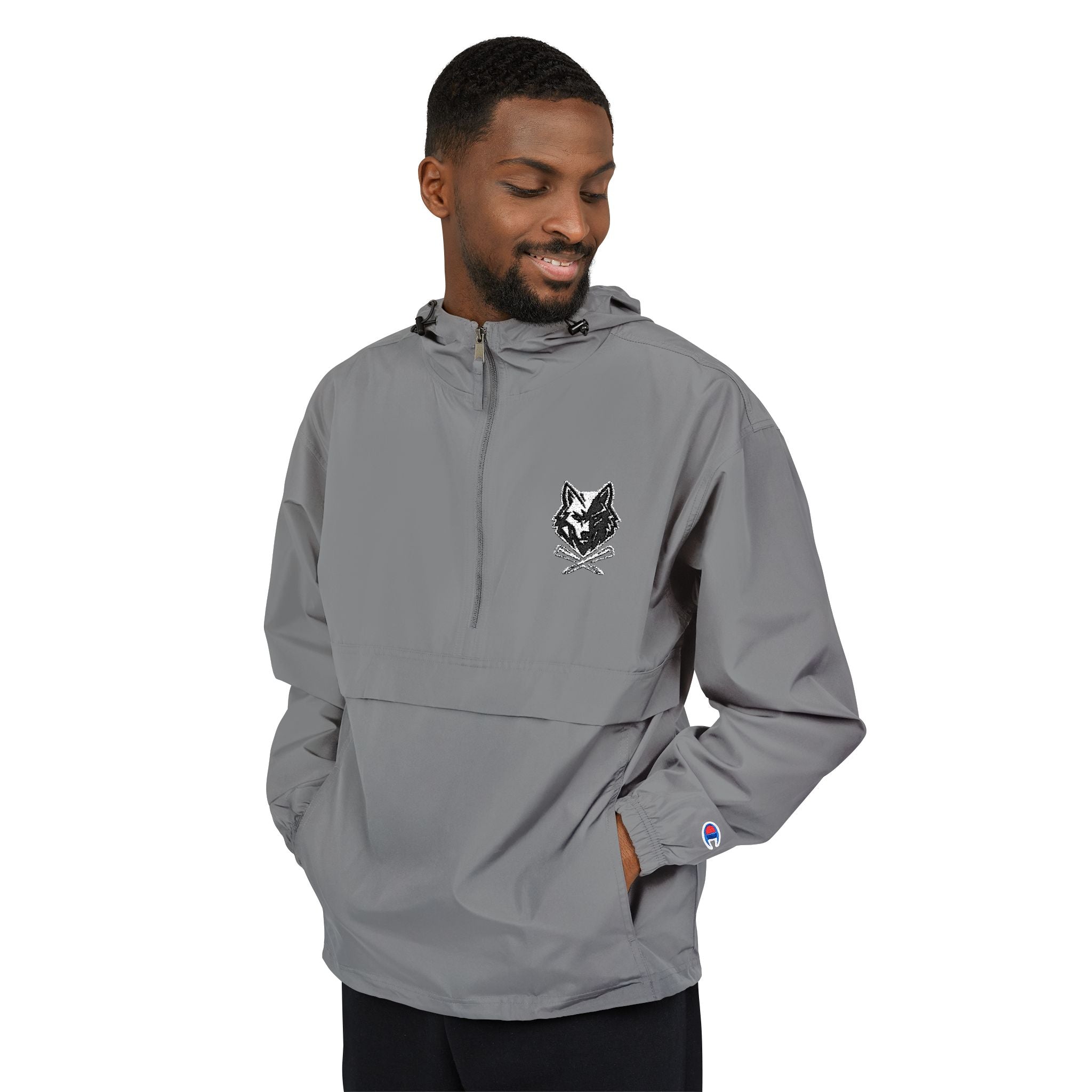 Champion Packable Anorak Jacket - Wolf with Crossed Tees