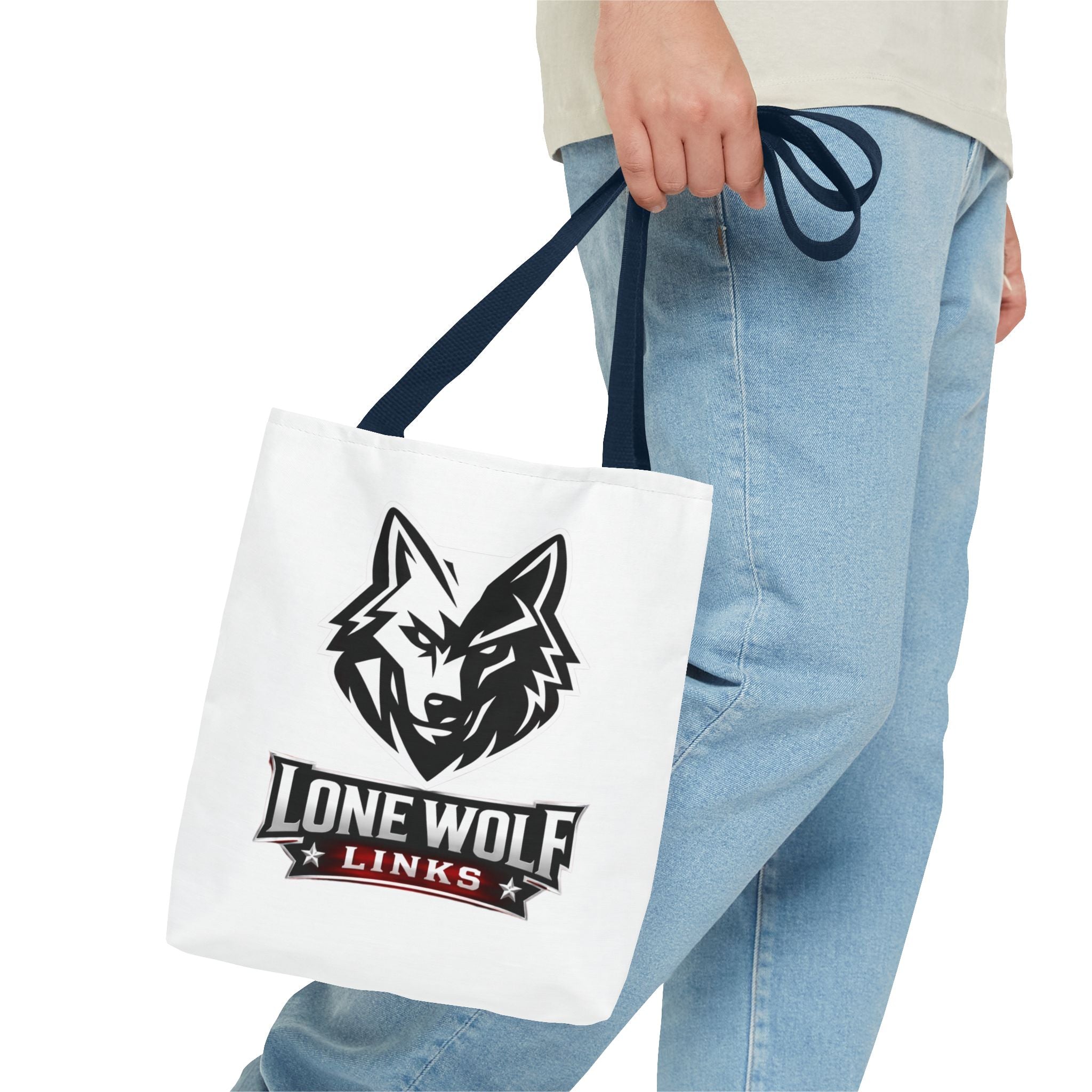 Lone Wolf Links Golf Tote Bag - Logo Canvas Carryall for Golfers