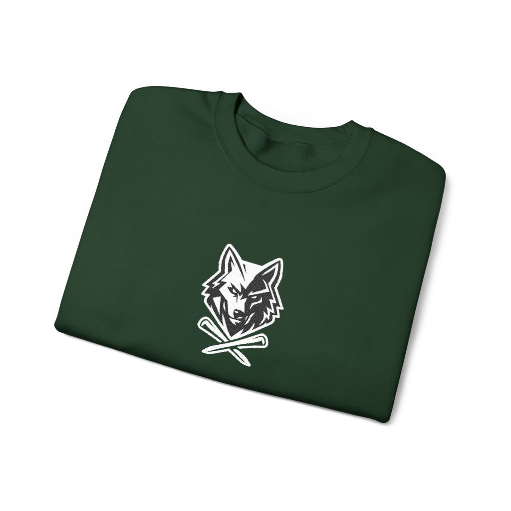 Crewneck Unisex Sweatshirt - Minimal Black Wolf Crossed Tees Graphic
