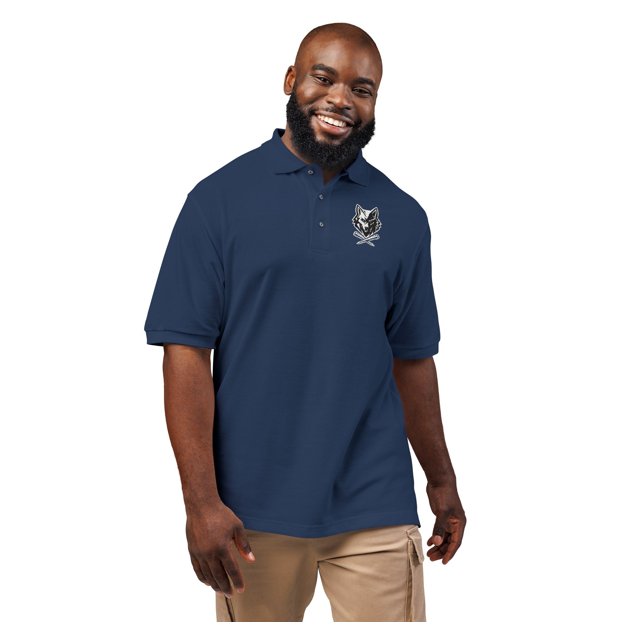 Embroidered Unisex Wolf & Tees Polo Shirt - Casual Golf Wear