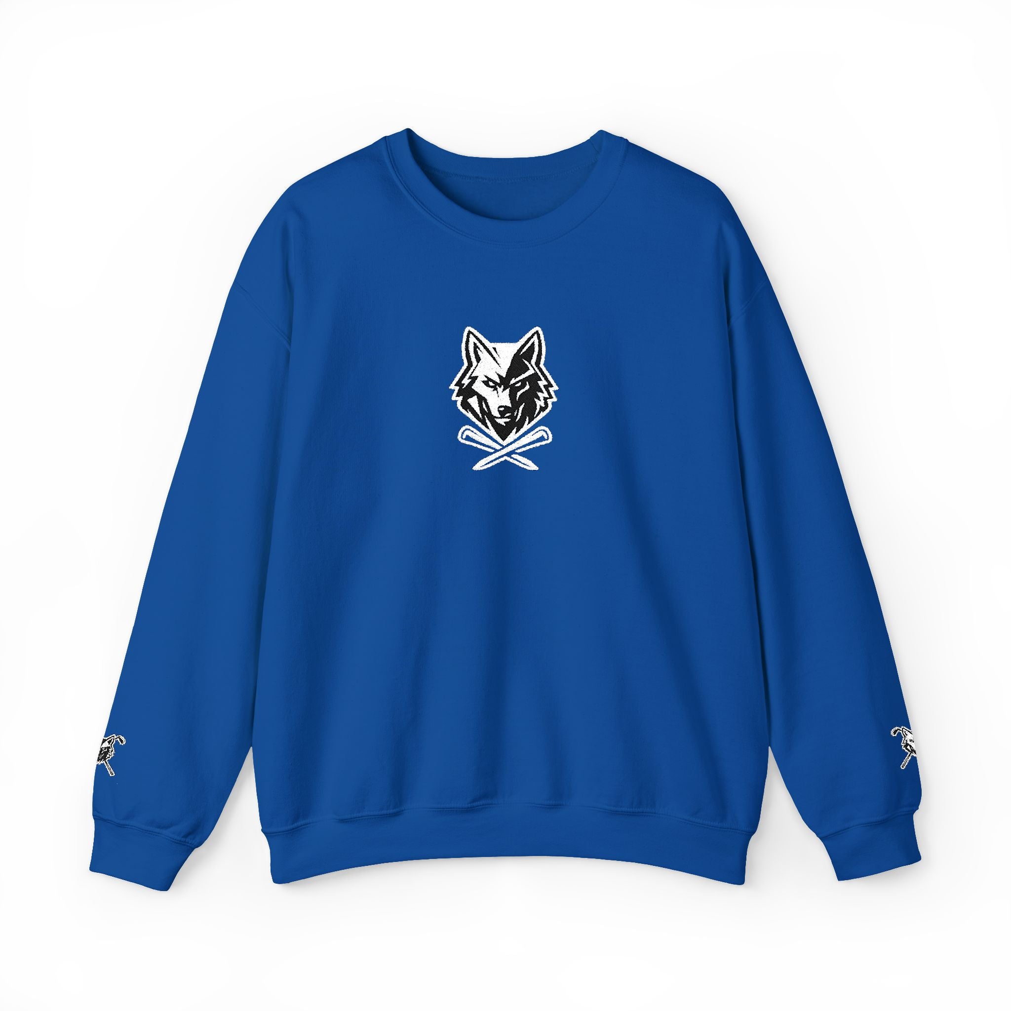 Crewneck Unisex Sweatshirt - Minimal Black Wolf Crossed Tees Graphic