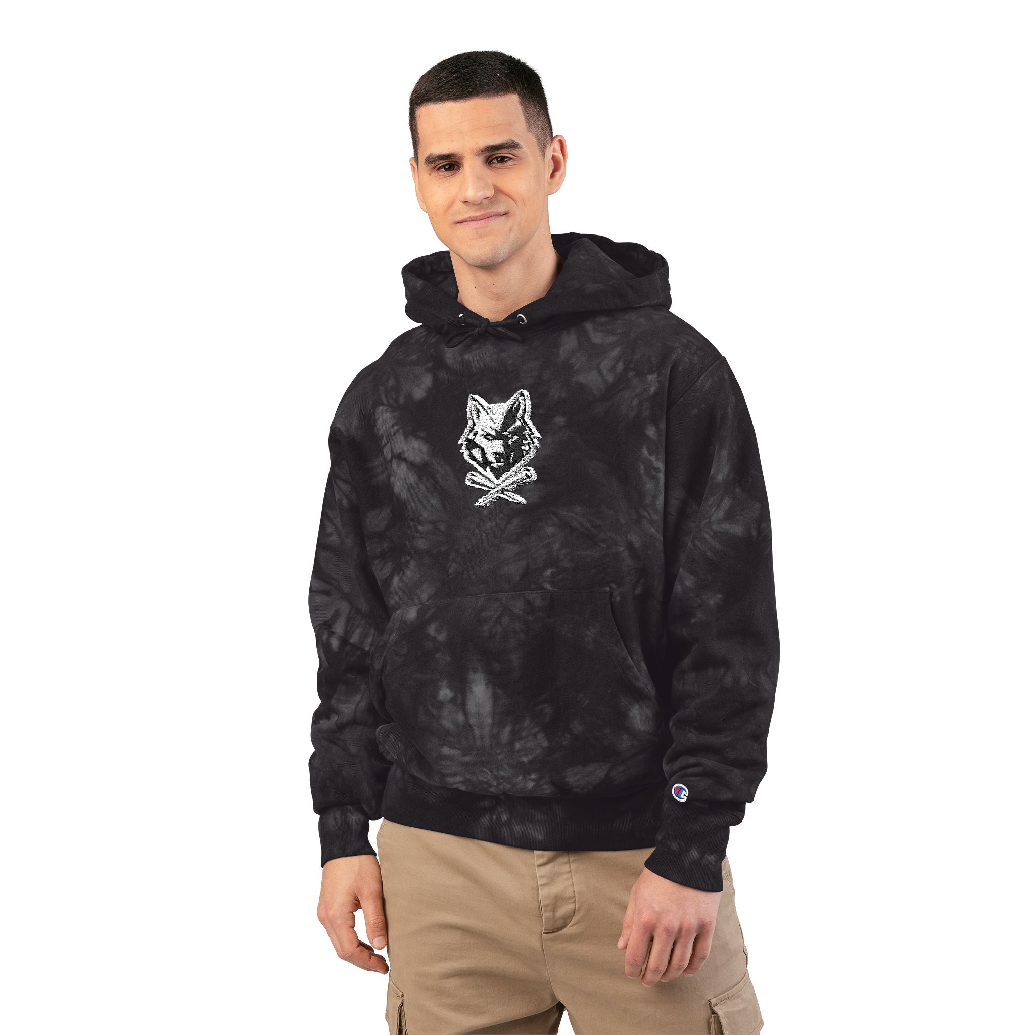 Tie-Dye Lone Wolf with Crossed Tees Hoodie (Unisex)
