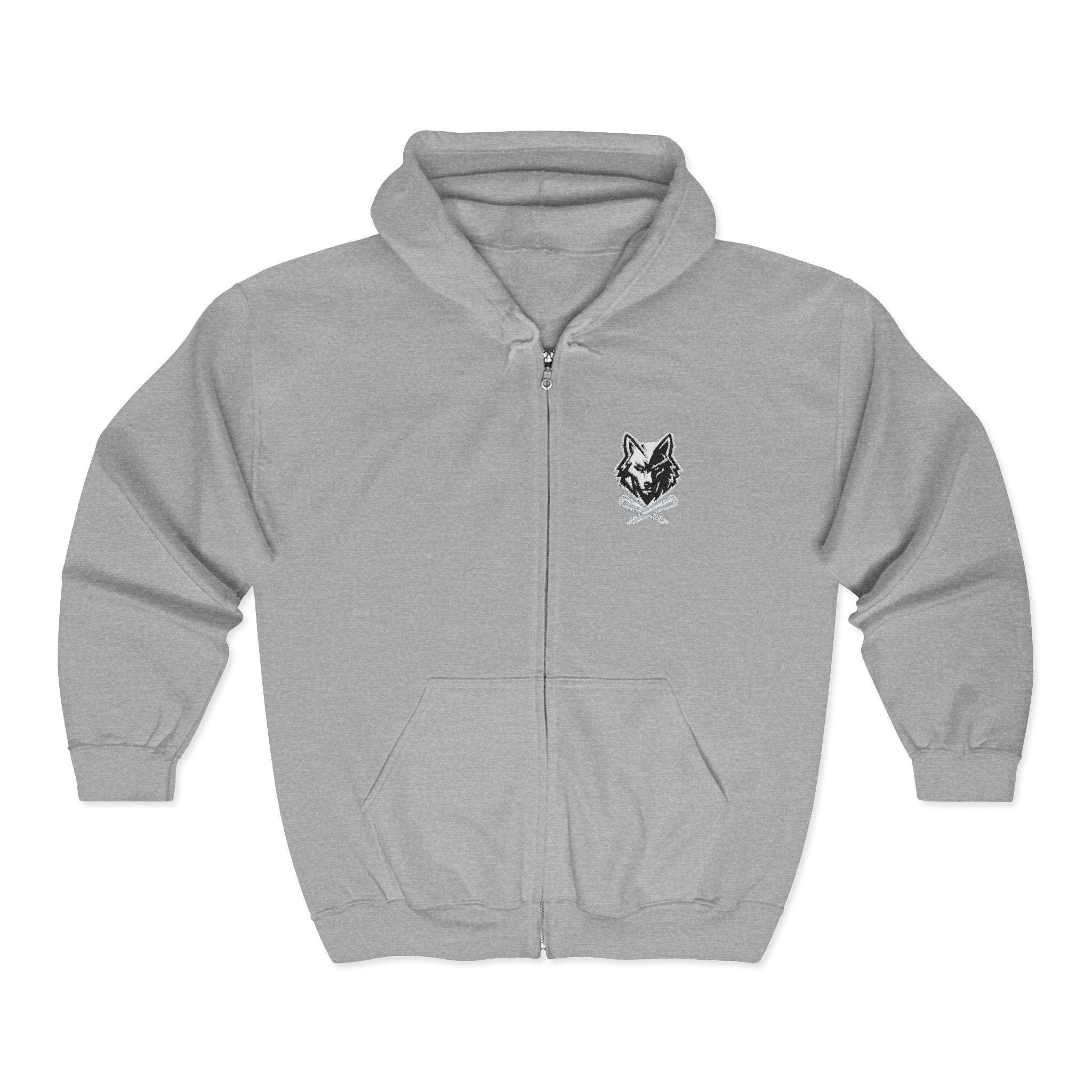 Wolf & Crossed Tees Zip Hoodie - Unisex Black Full-Zip Sweatshirt