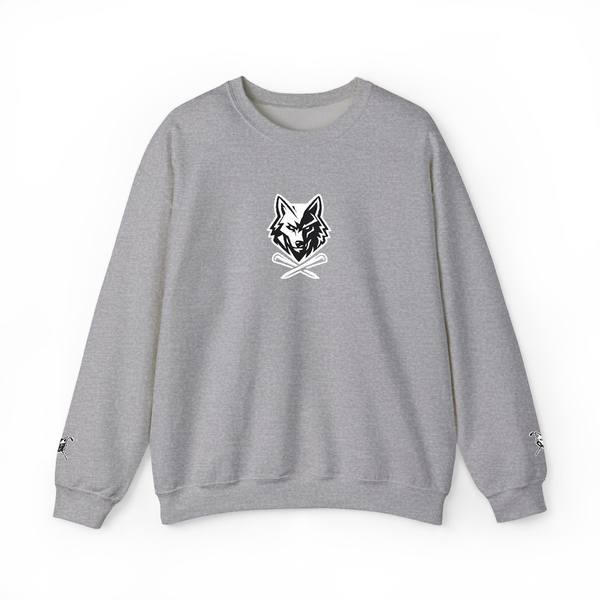 Crewneck Unisex Sweatshirt - Minimal Black Wolf Crossed Tees Graphic