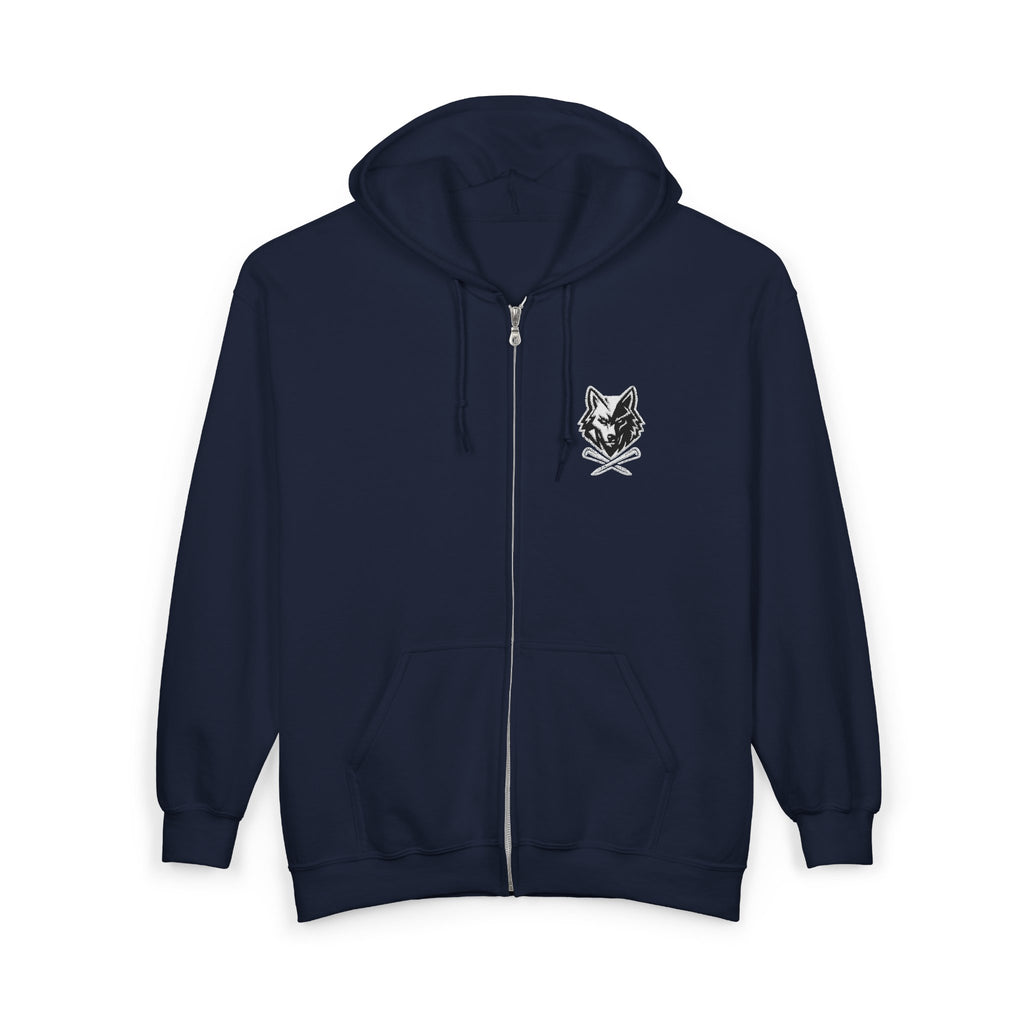 Wolf & Crossed Tees Zip Hoodie - Unisex Black Full-Zip Sweatshirt