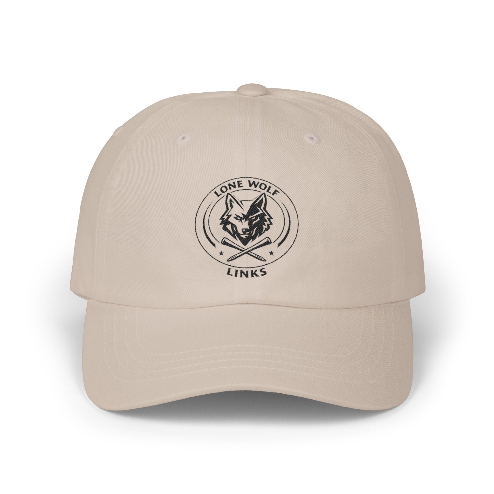 Dad Cap - 'Lone Wolf Links' Embroidered Logo Golf Hat