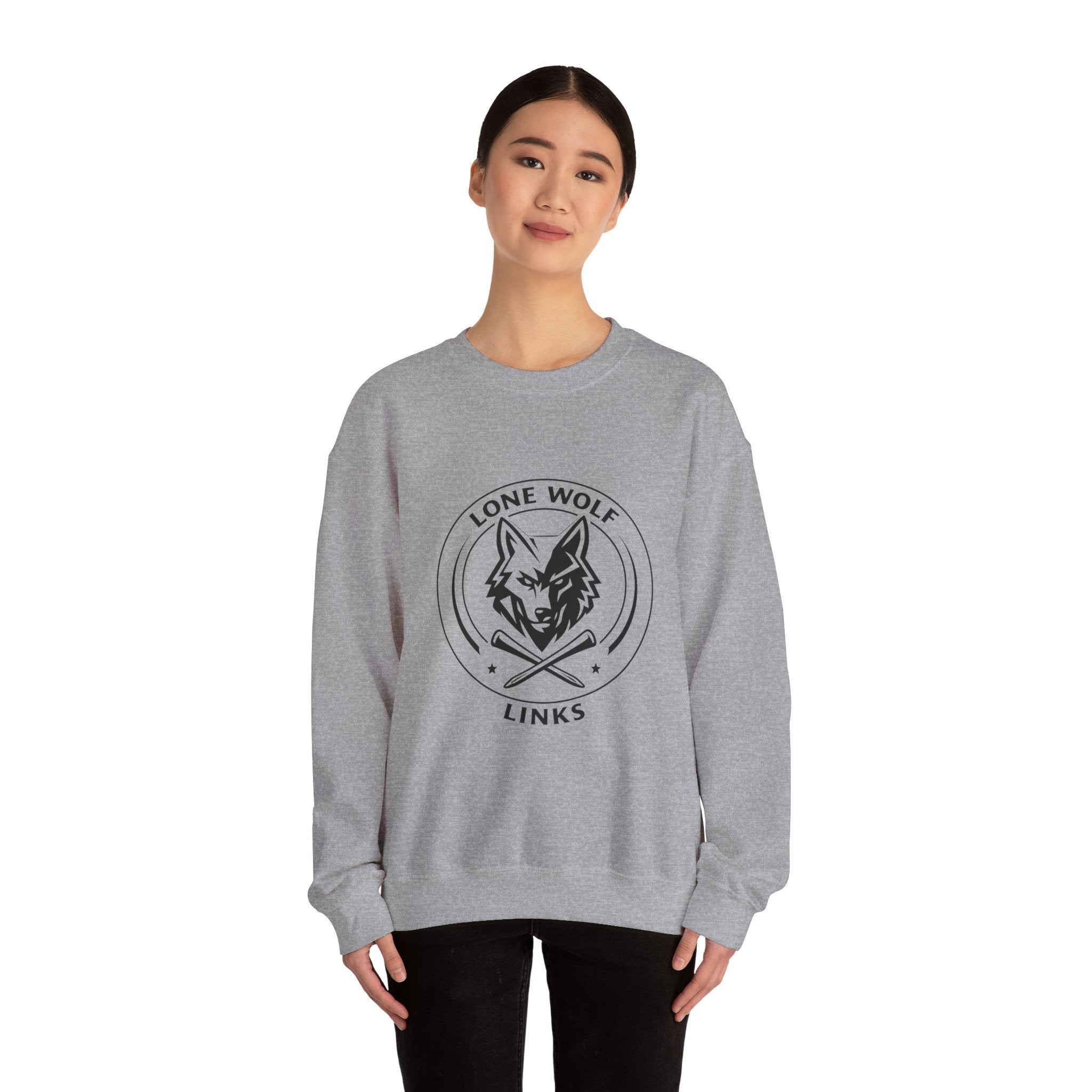 Lone Wolf Links Crewneck Sweatshirt - Unisex Golf Tee Logo Pullover