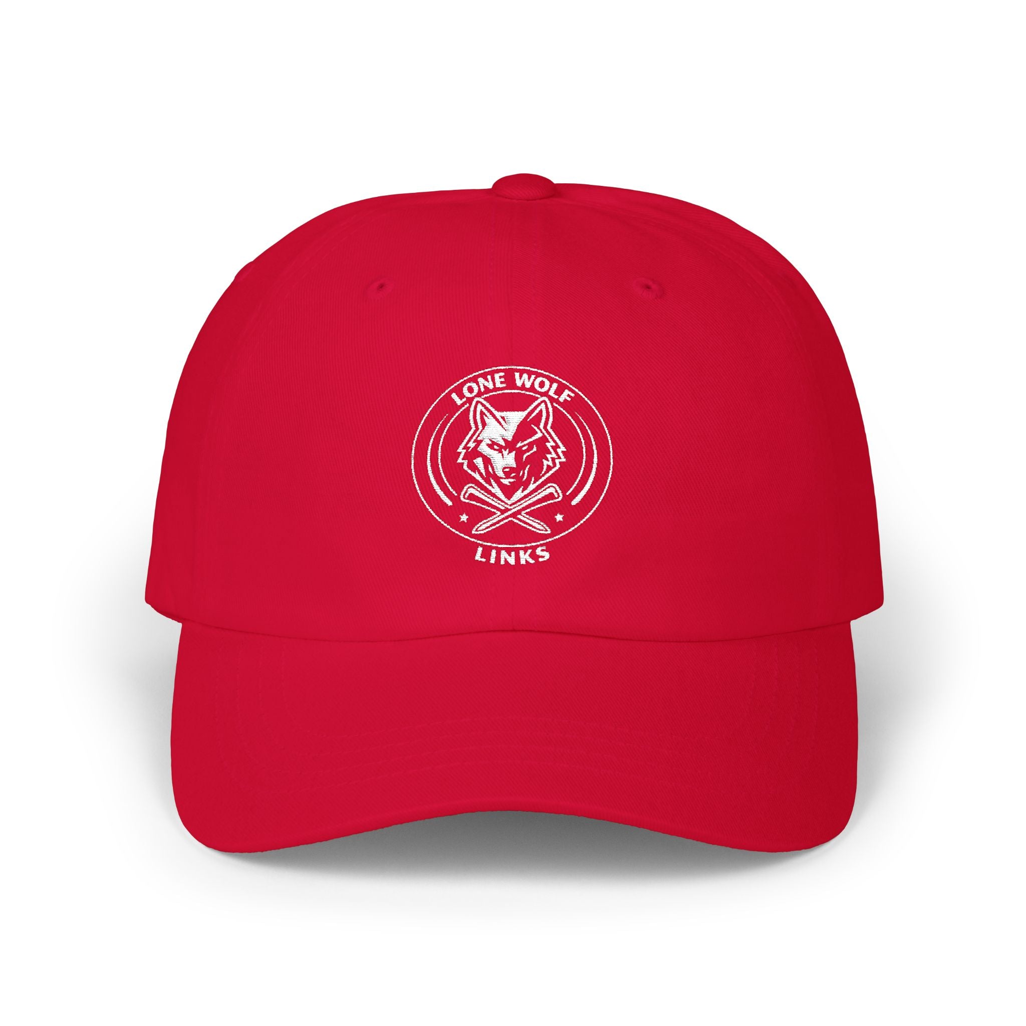 Wolf Emblem Dad Cap – Vintage Stone Wolf Logo Golf Hat