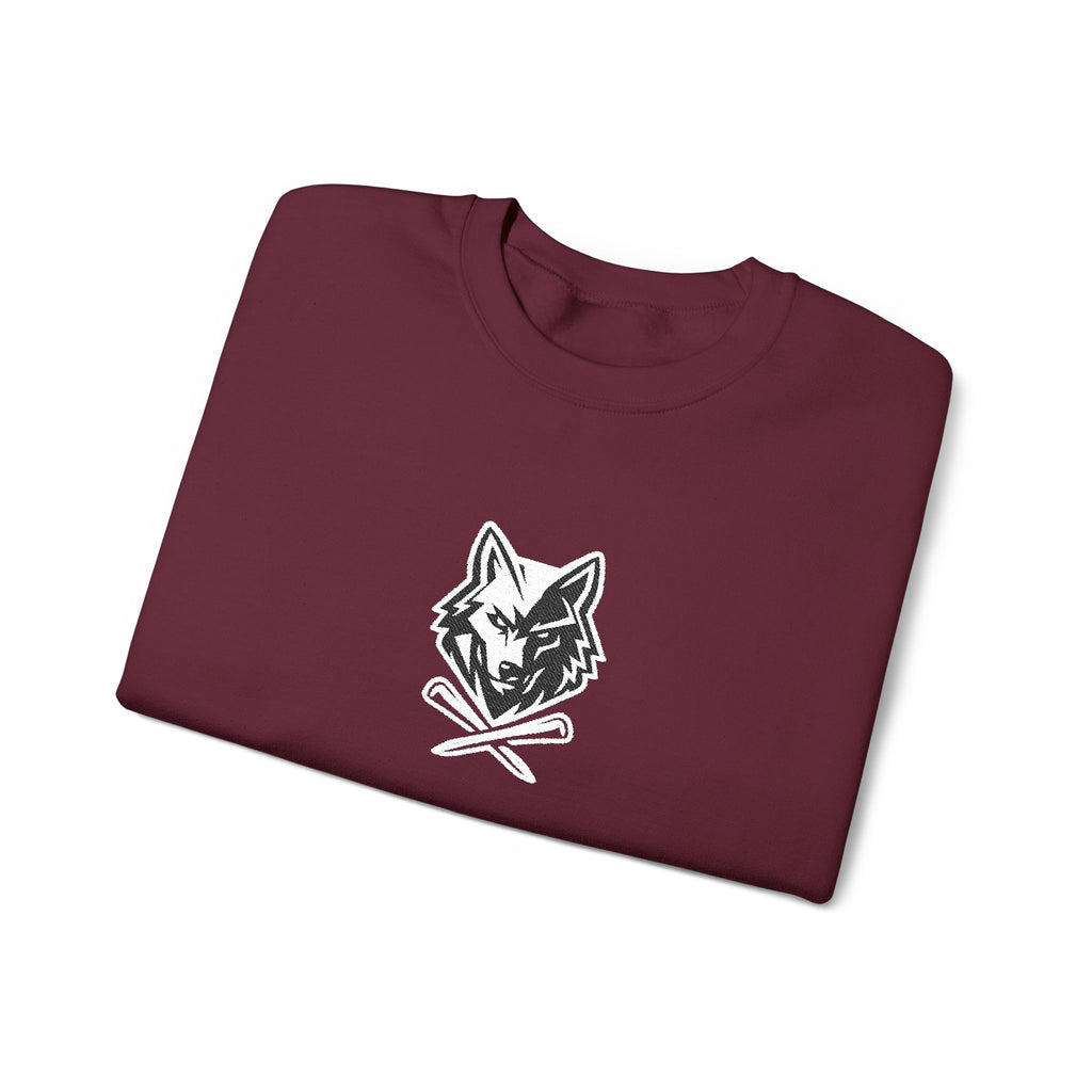 Crewneck Unisex Sweatshirt - Minimal Black Wolf Crossed Tees Graphic