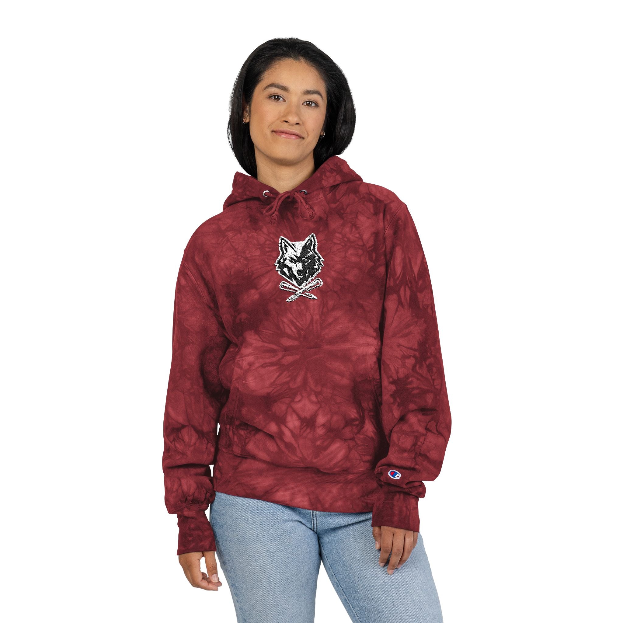 Tie-Dye Lone Wolf with Crossed Tees Hoodie (Unisex)