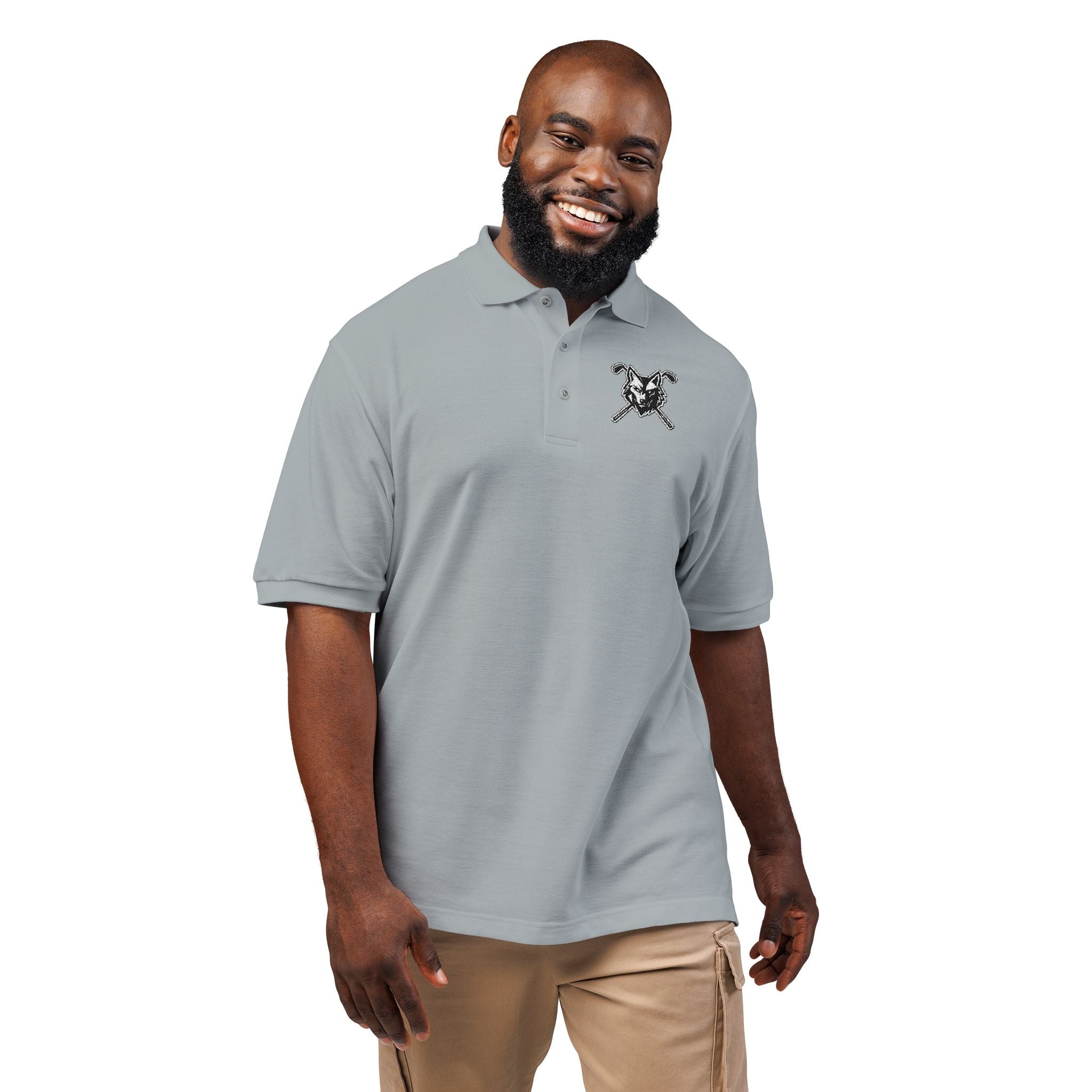 Embroidered Unisex Wolf & Clubs Polo Shirt - Casual Golf Wear