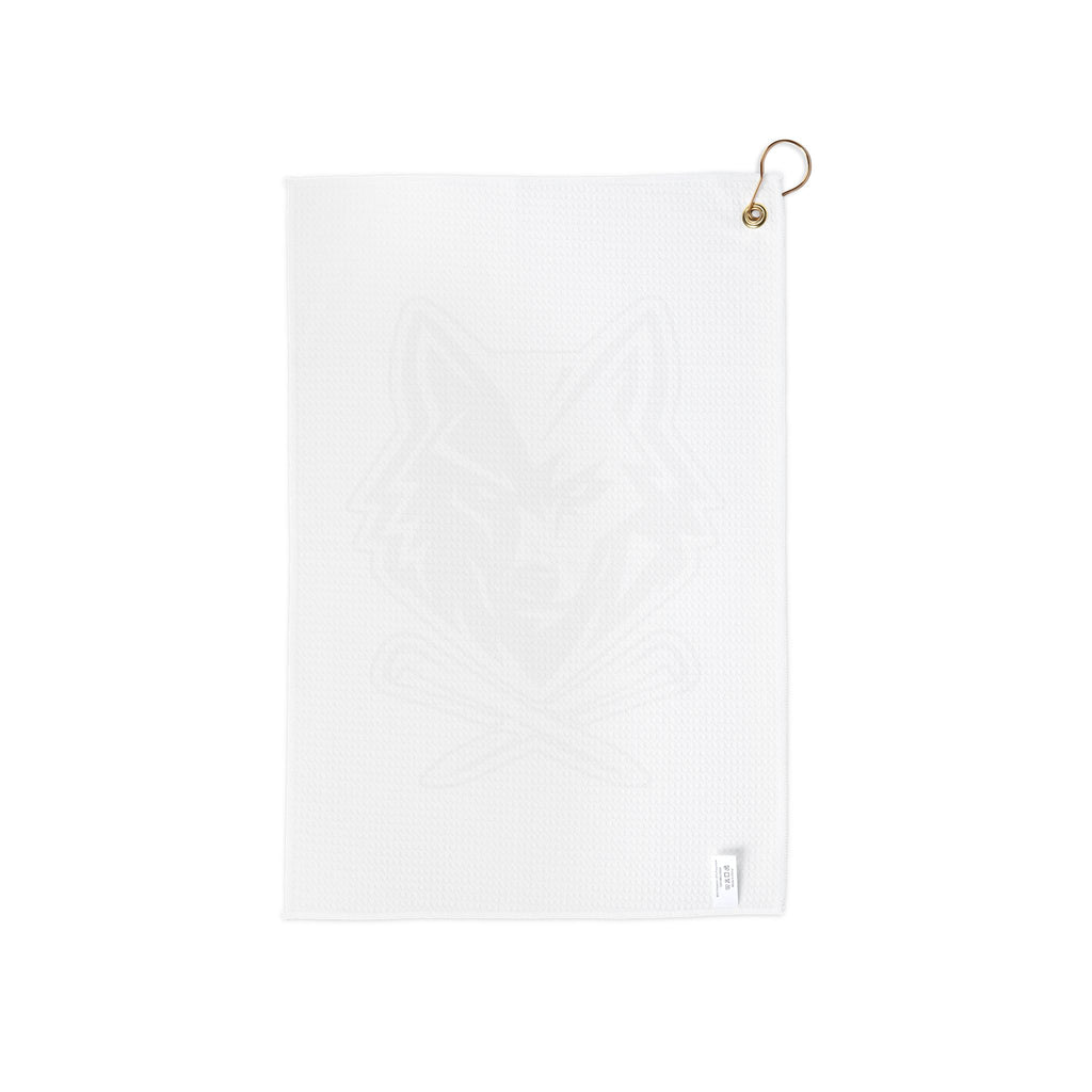 Lone Wolf Golf Towel - Black Wolf Head with Crossed Clubs Golfing Towel