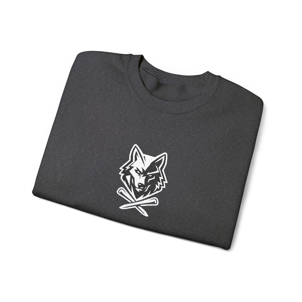 Crewneck Unisex Sweatshirt - Minimal Black Wolf Crossed Tees Graphic