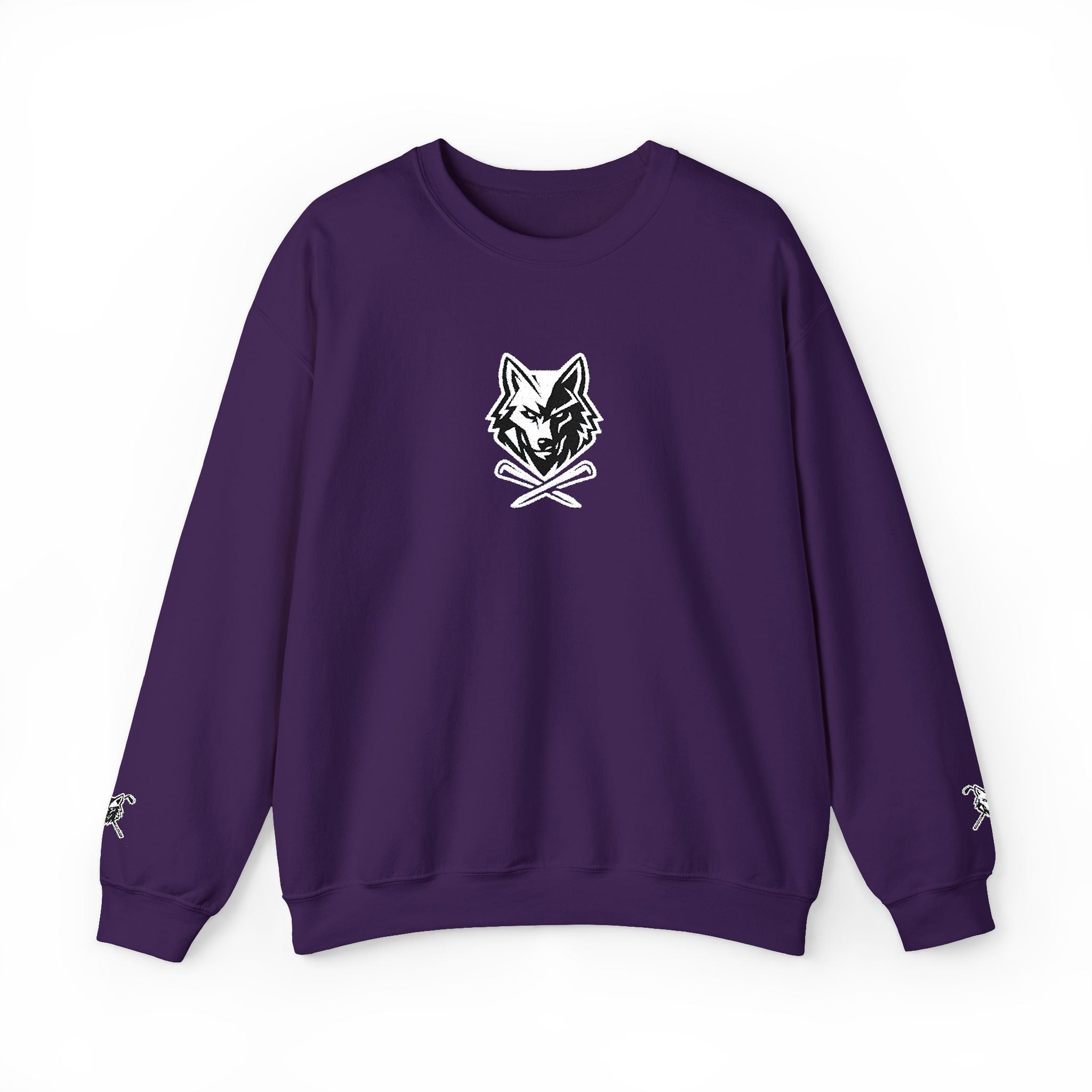 Crewneck Unisex Sweatshirt - Minimal Black Wolf Crossed Tees Graphic