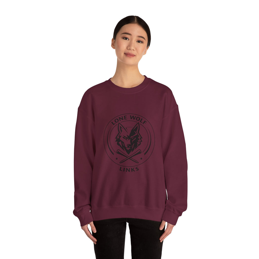 Lone Wolf Links Crewneck Sweatshirt - Unisex Golf Tee Logo Pullover