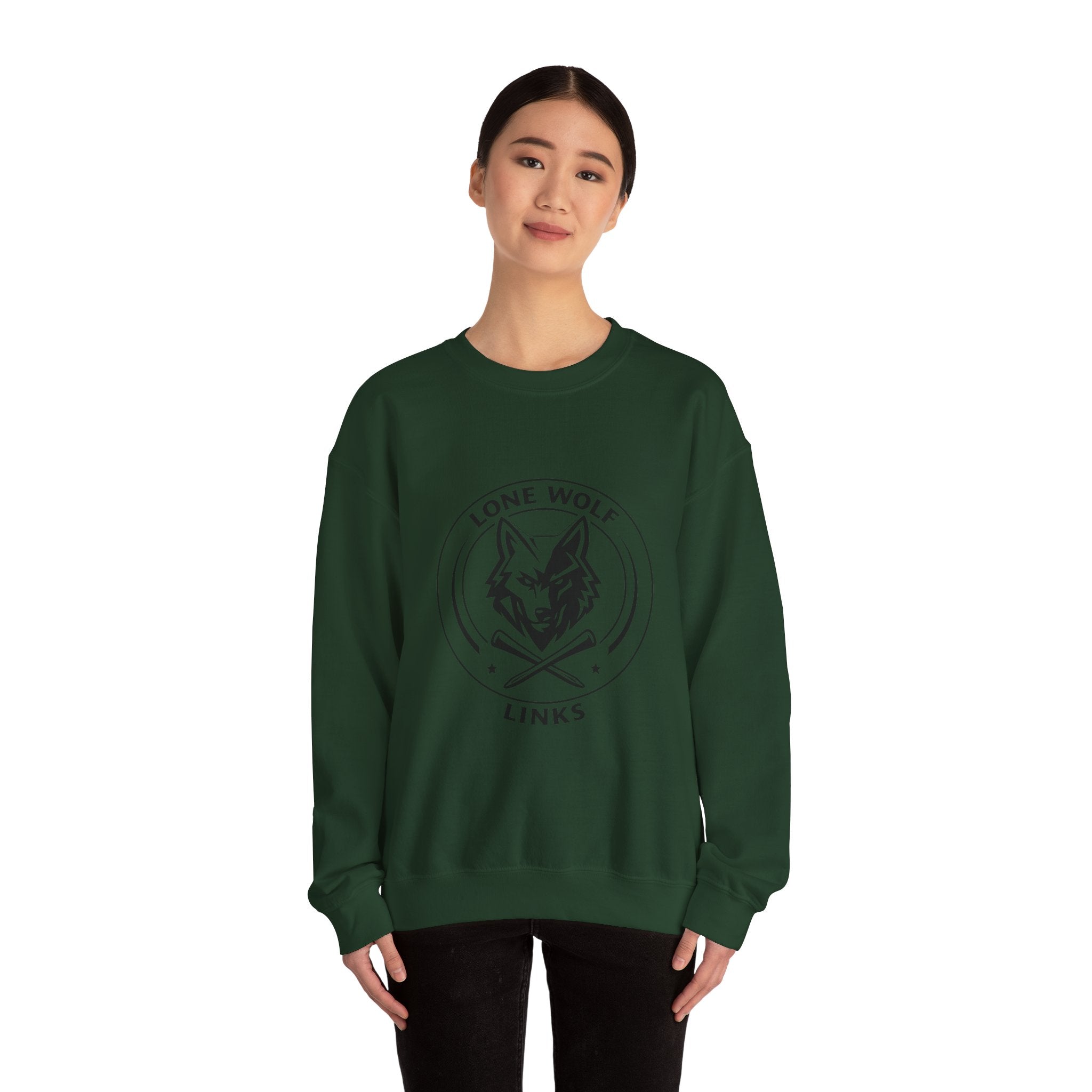Lone Wolf Links Crewneck Sweatshirt - Unisex Golf Tee Logo Pullover