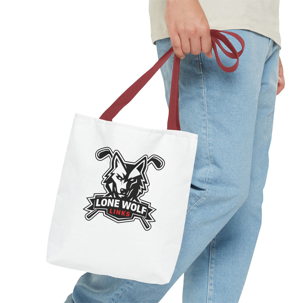 Lone Wolf Links Golf Tote Bag - Logo Canvas Carryall for Golfers