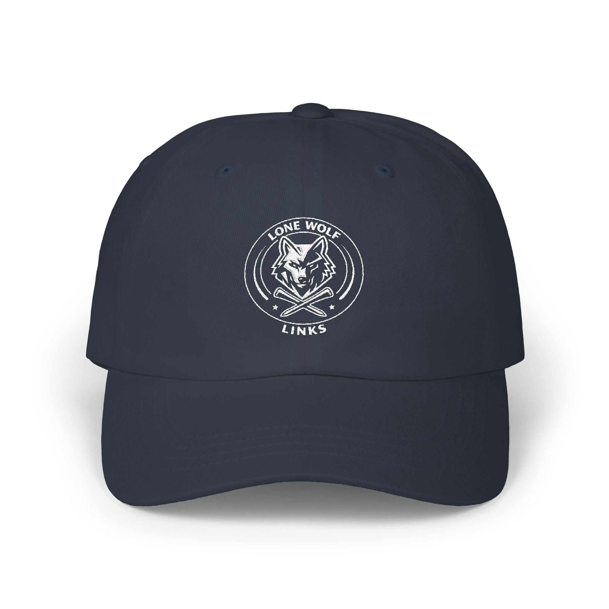 Wolf Emblem Dad Cap – Vintage Stone Wolf Logo Golf Hat