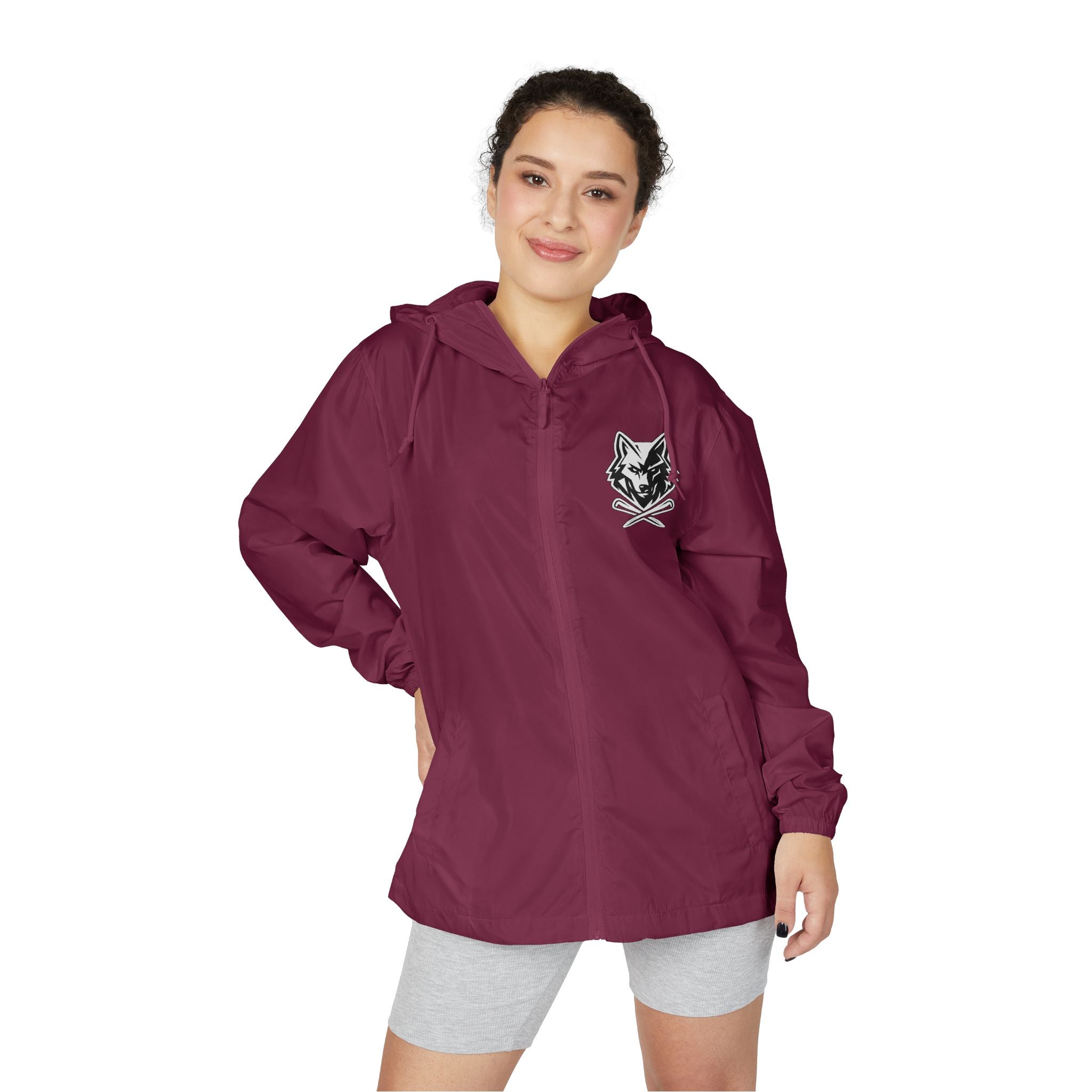 Windbreaker Jacket (Unisex) - Wolf With Clubs Chest Logo