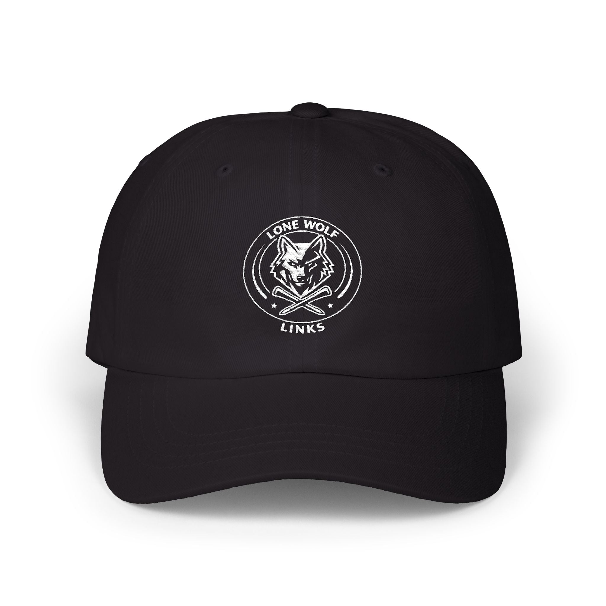 Wolf Emblem Dad Cap – Vintage Stone Wolf Logo Golf Hat