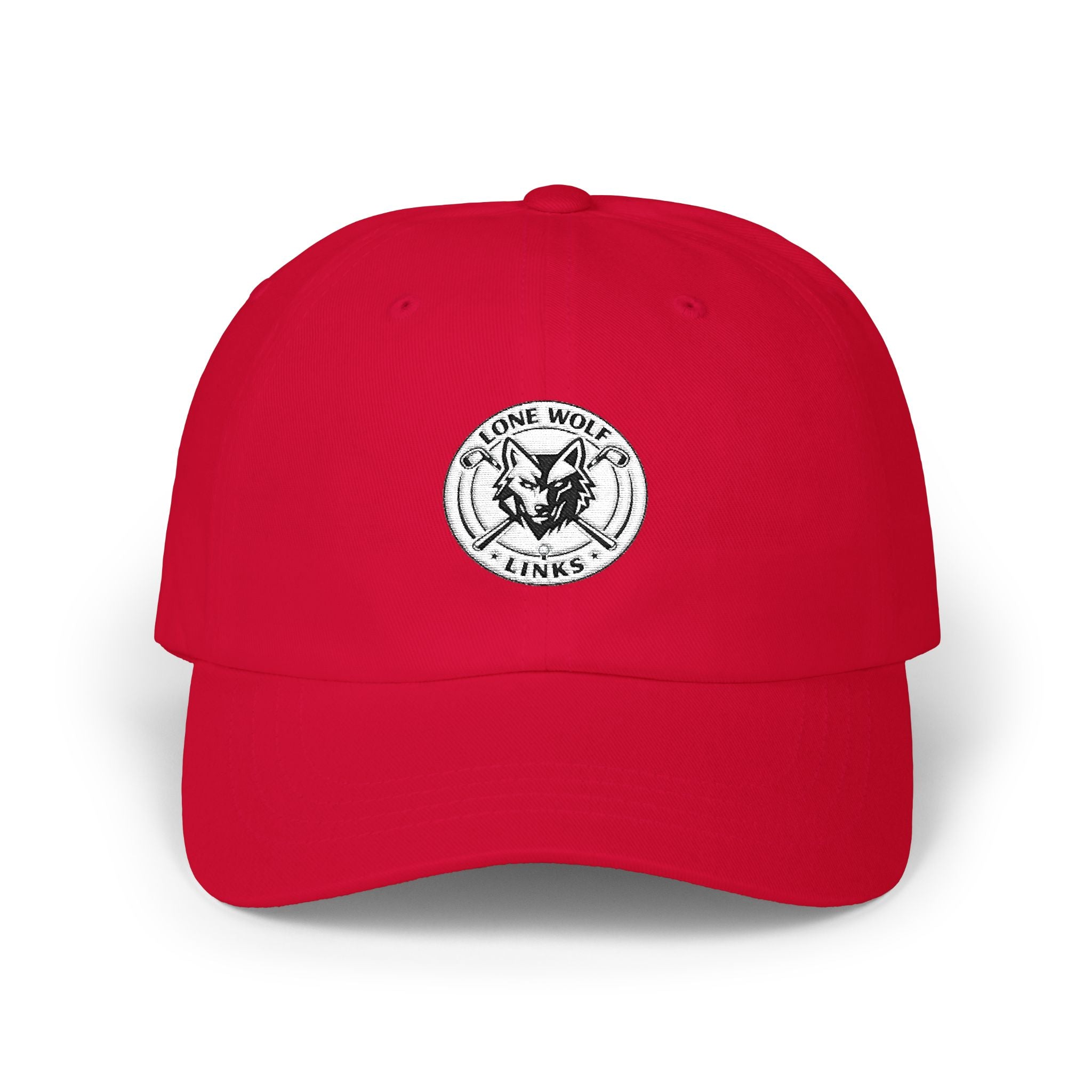 Wolf Emblem Dad Cap – Vintage Stone Wolf Logo Golf Hat