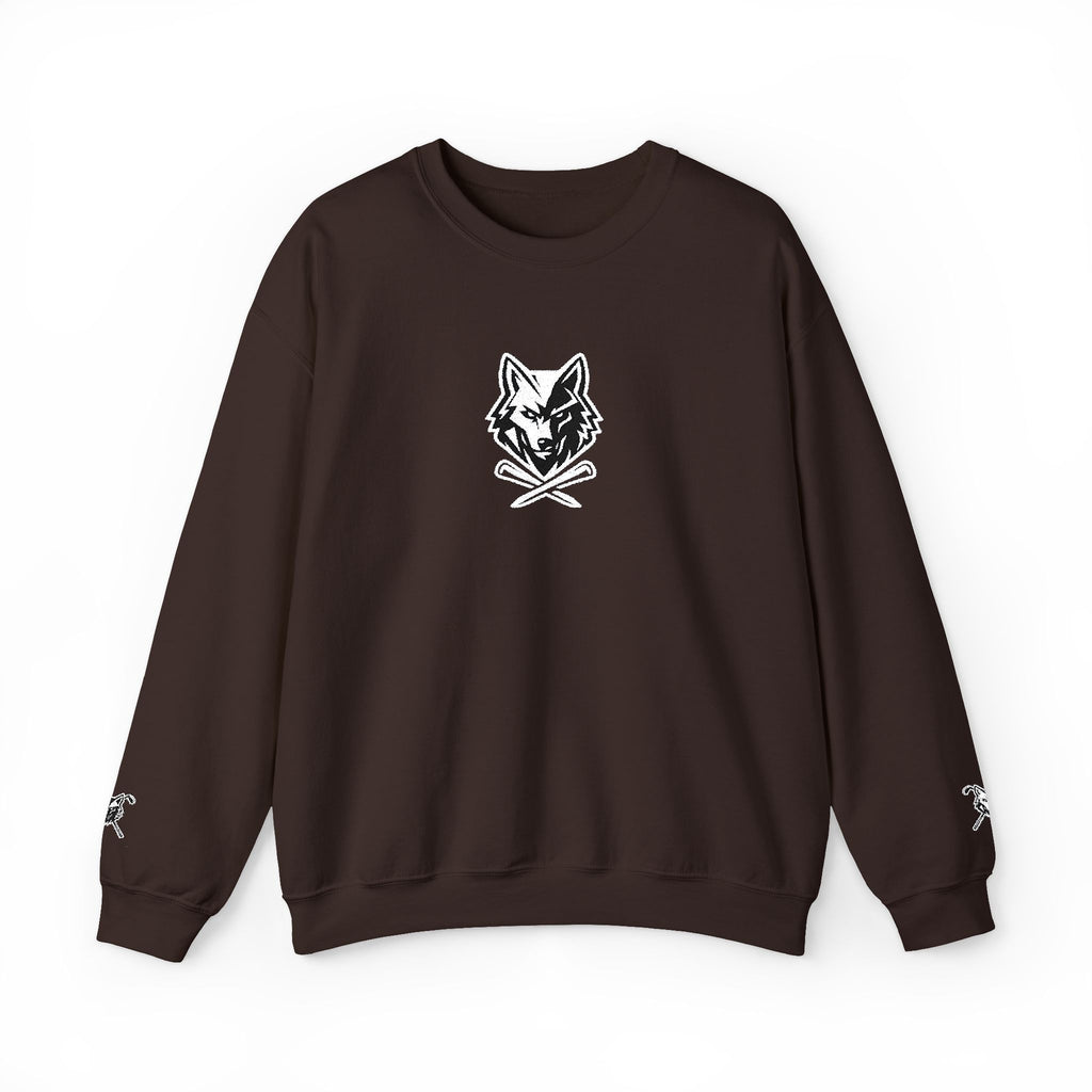 Crewneck Unisex Sweatshirt - Minimal Black Wolf Crossed Tees Graphic