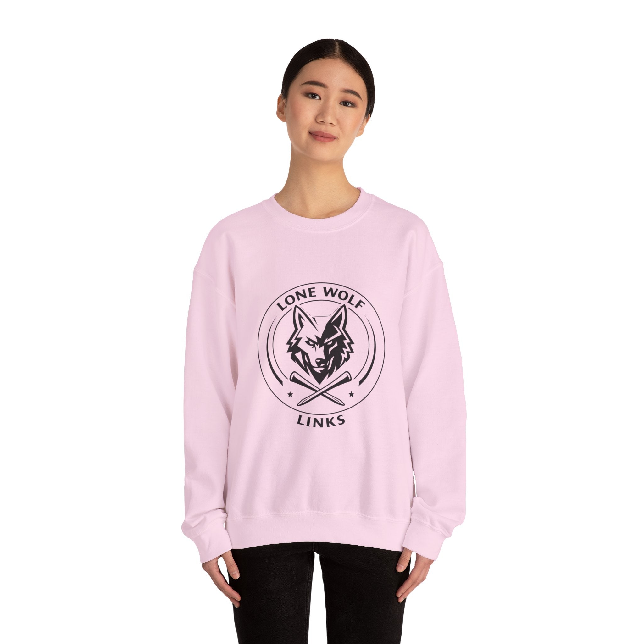 Lone Wolf Links Crewneck Sweatshirt - Unisex Golf Tee Logo Pullover