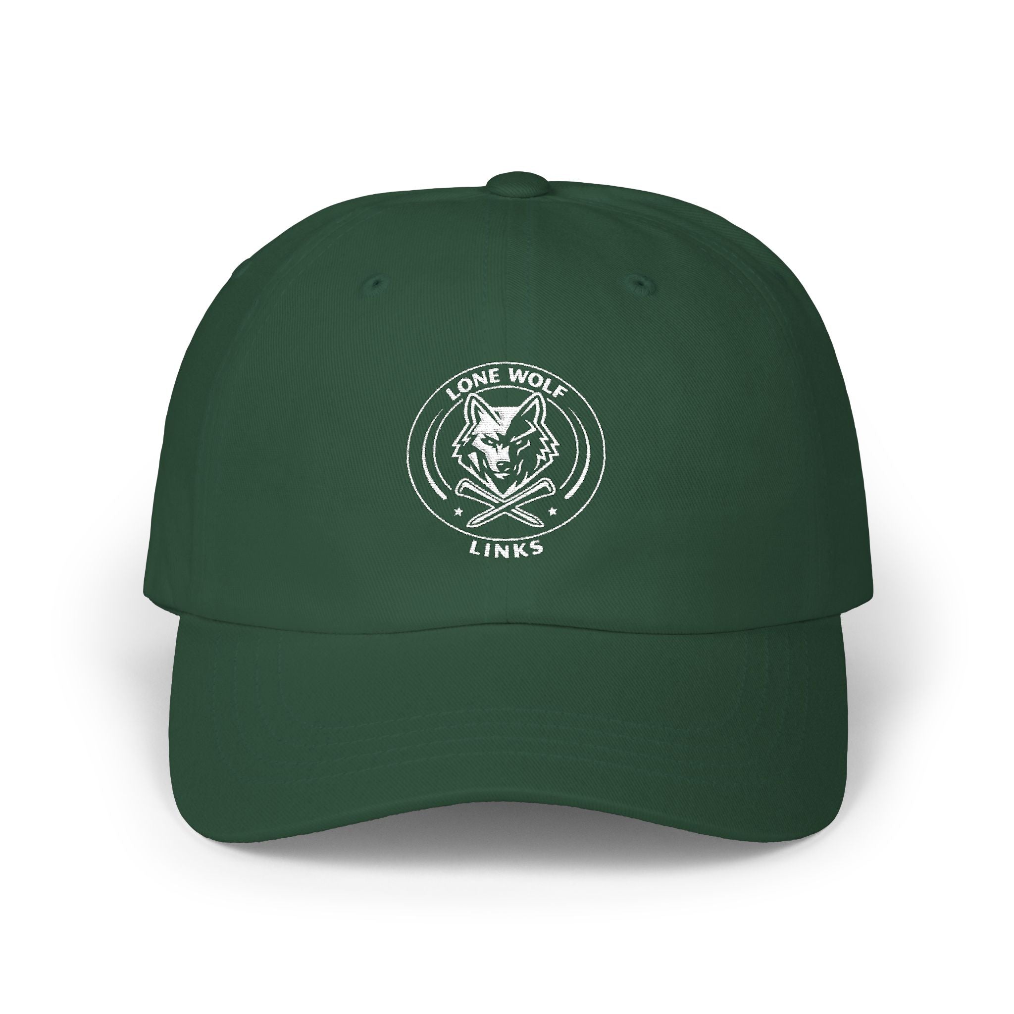 Wolf Emblem Dad Cap – Vintage Stone Wolf Logo Golf Hat