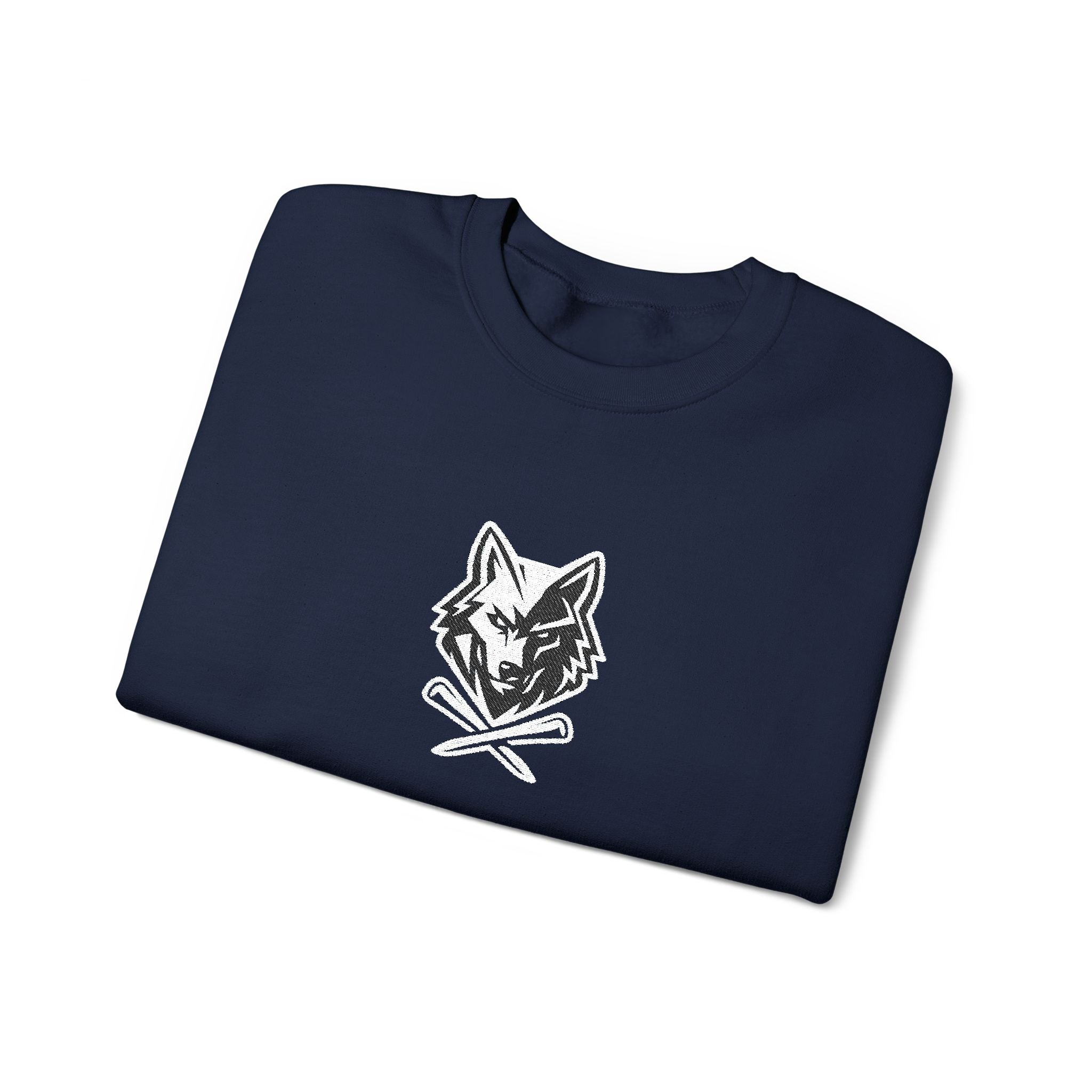 Crewneck Unisex Sweatshirt - Minimal Black Wolf Crossed Tees Graphic