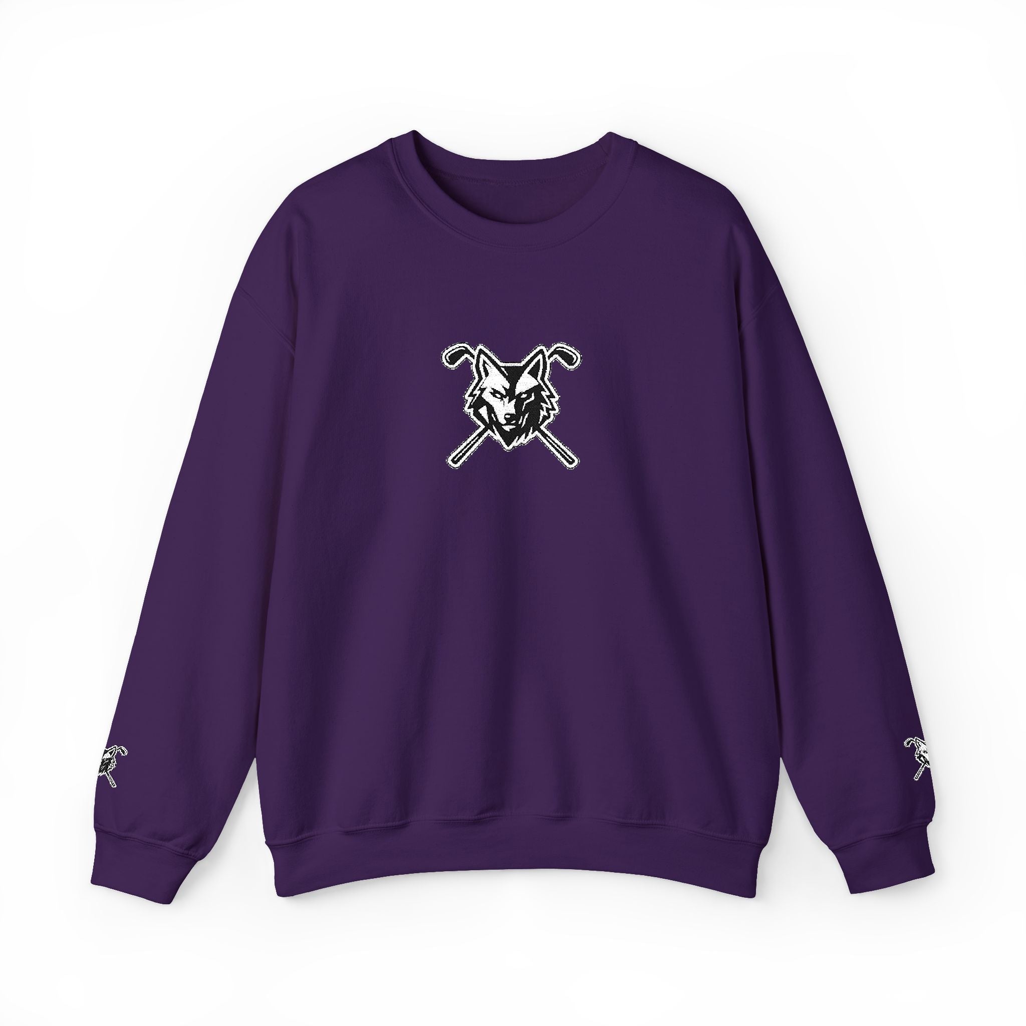 Crewneck Unisex Sweatshirt - Minimal Black Wolf Crossed Clubs Graphic