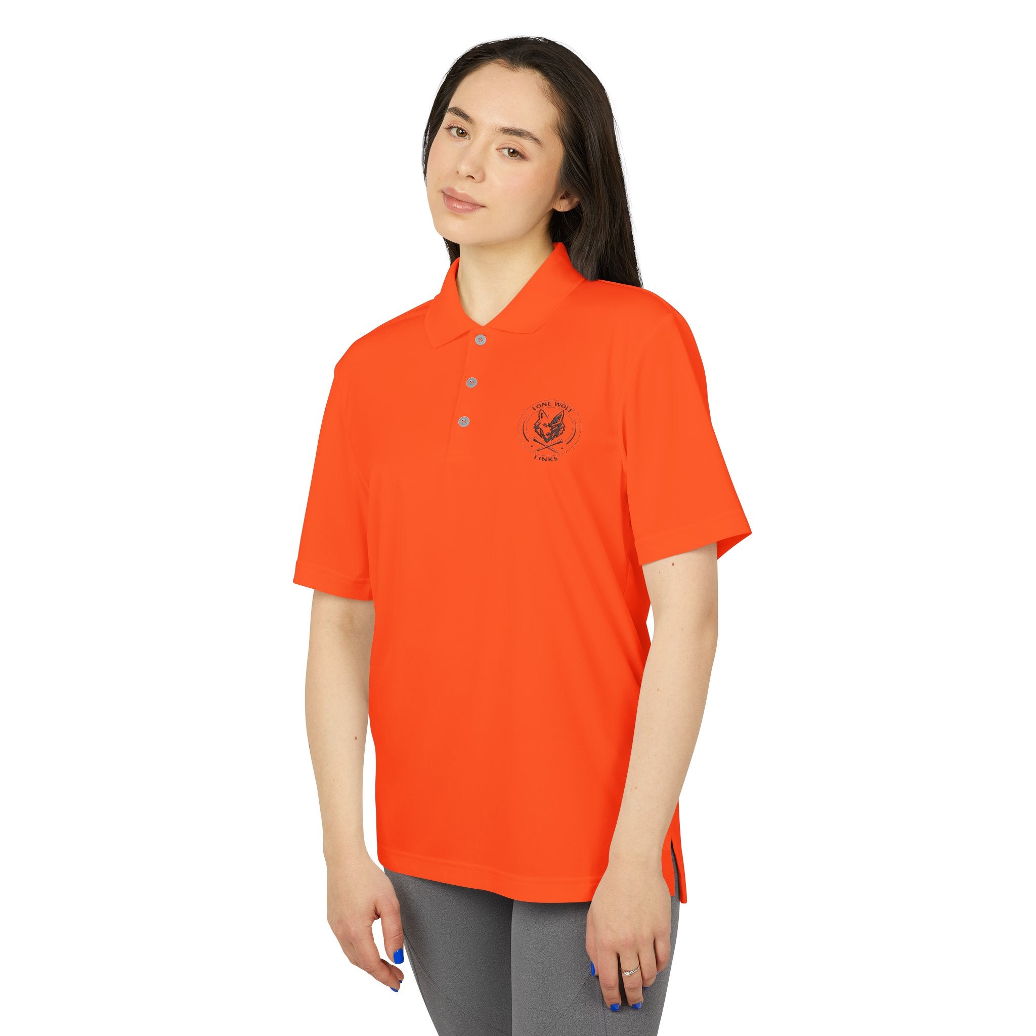 Unisex Performance Polo - Wolf with Crossed Tees