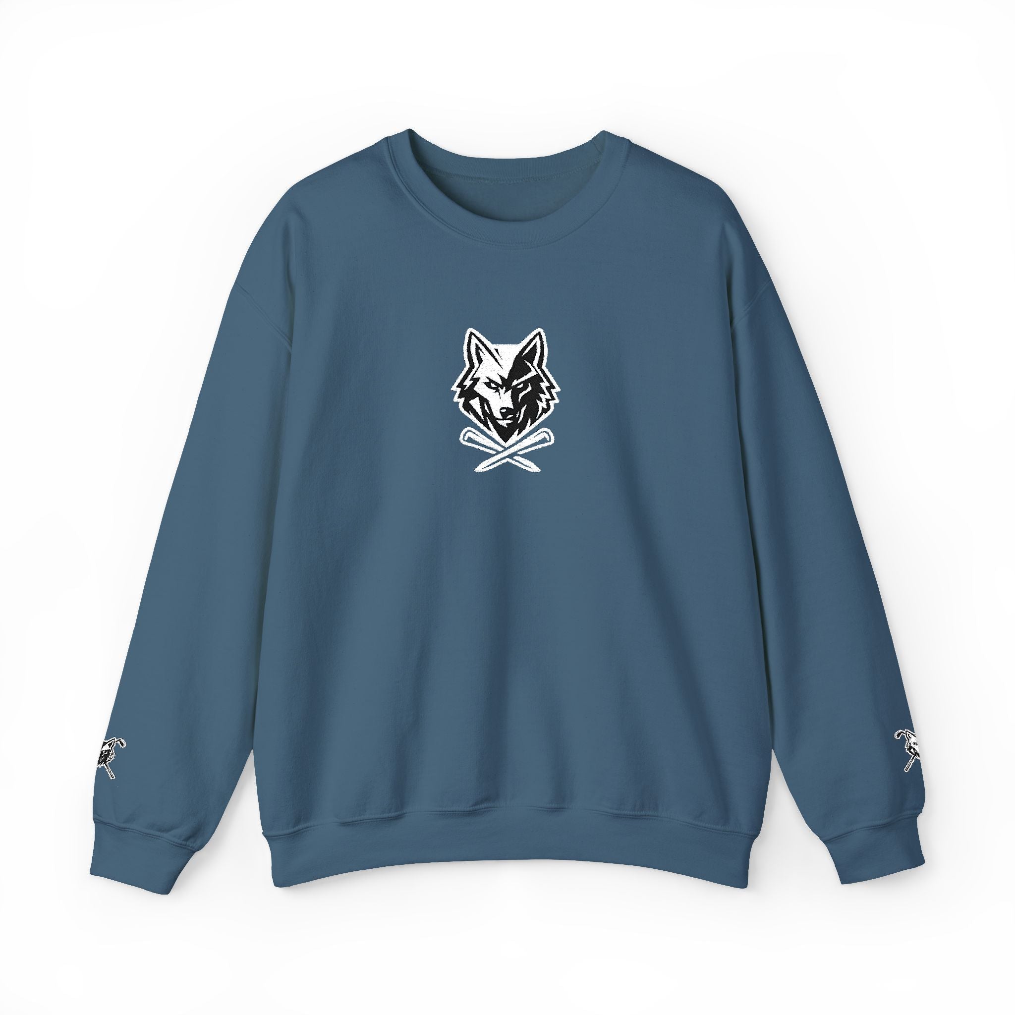 Crewneck Unisex Sweatshirt - Minimal Black Wolf Crossed Tees Graphic