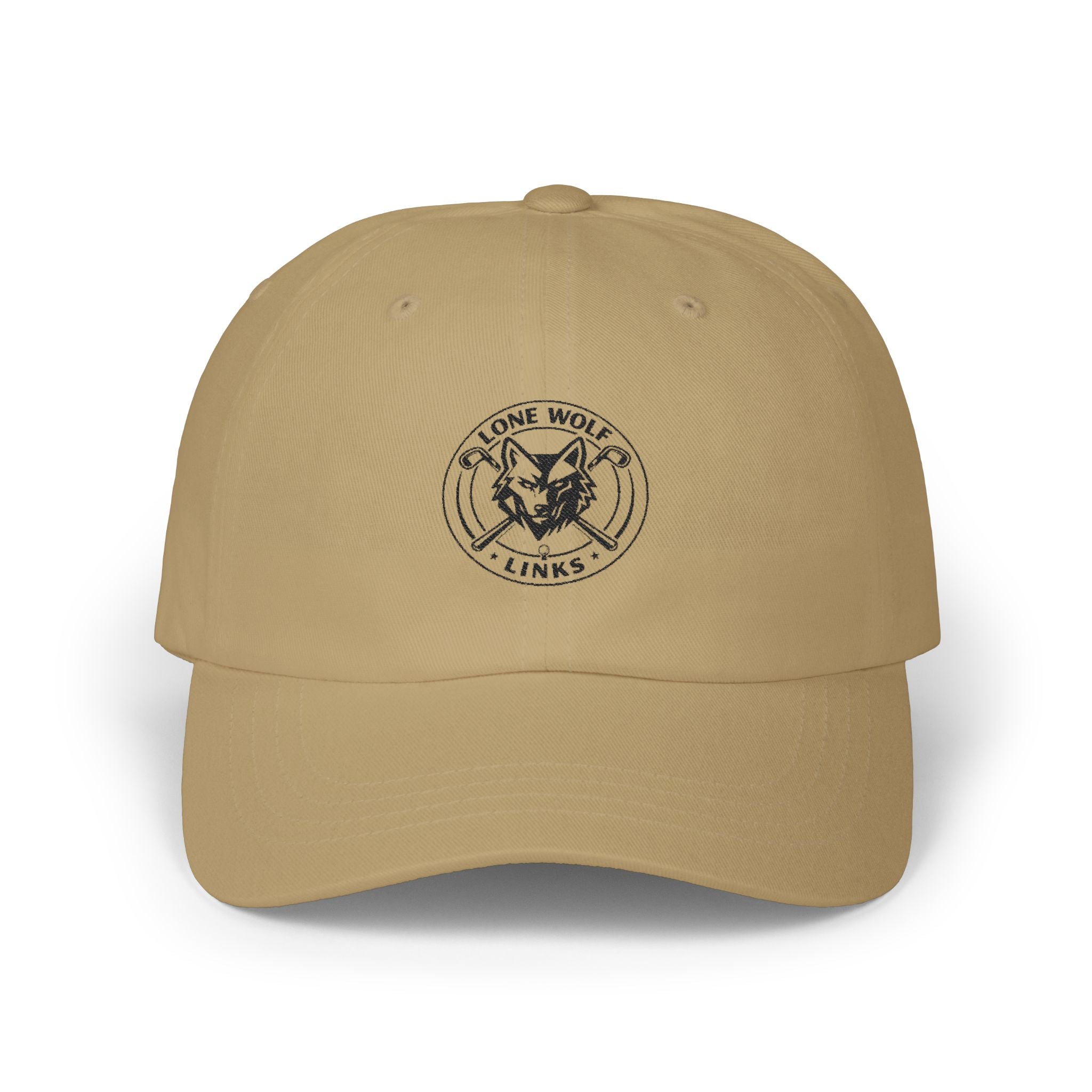 Dad Cap - 'Lone Wolf Links' Embroidered Logo Golf Hat
