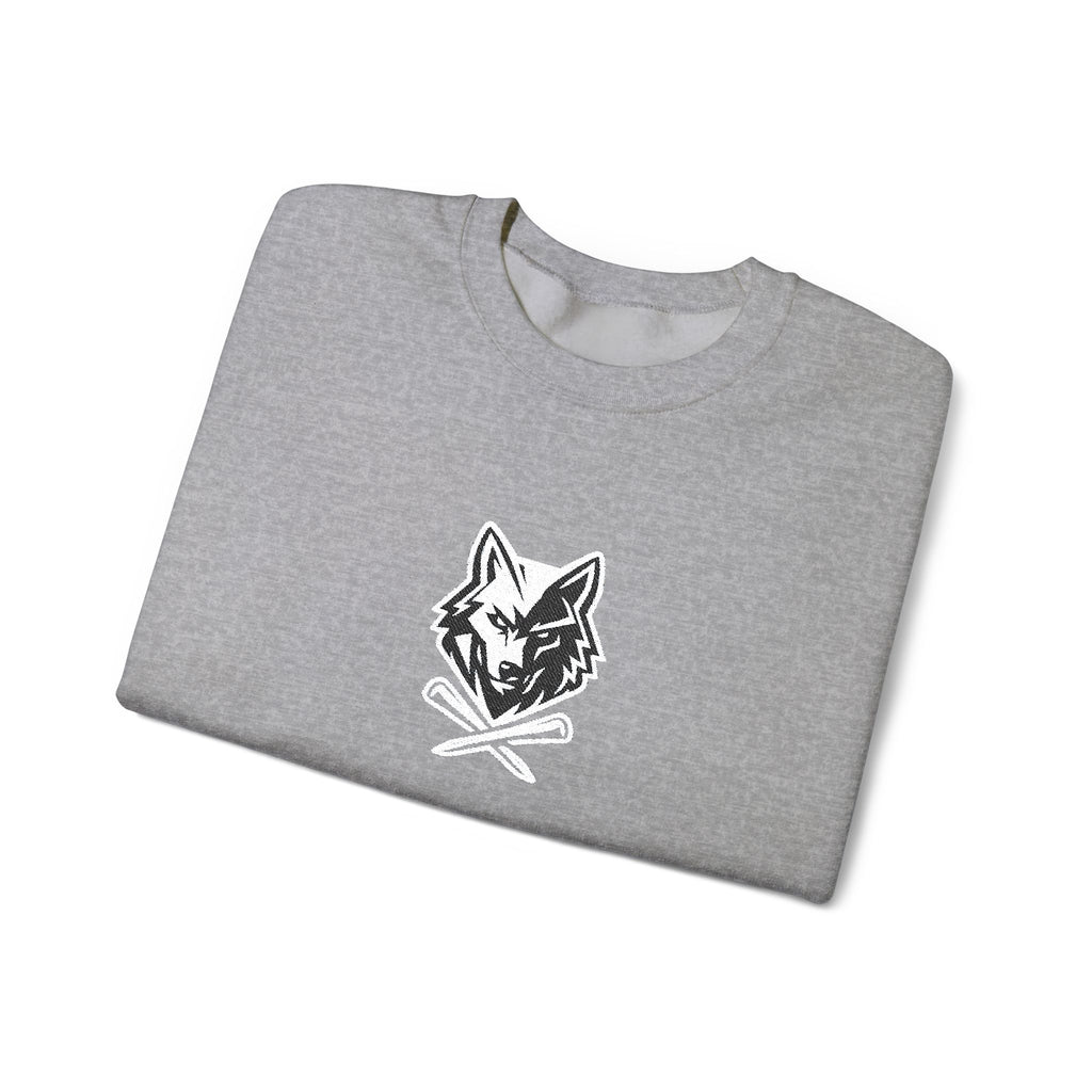 Crewneck Unisex Sweatshirt - Minimal Black Wolf Crossed Tees Graphic