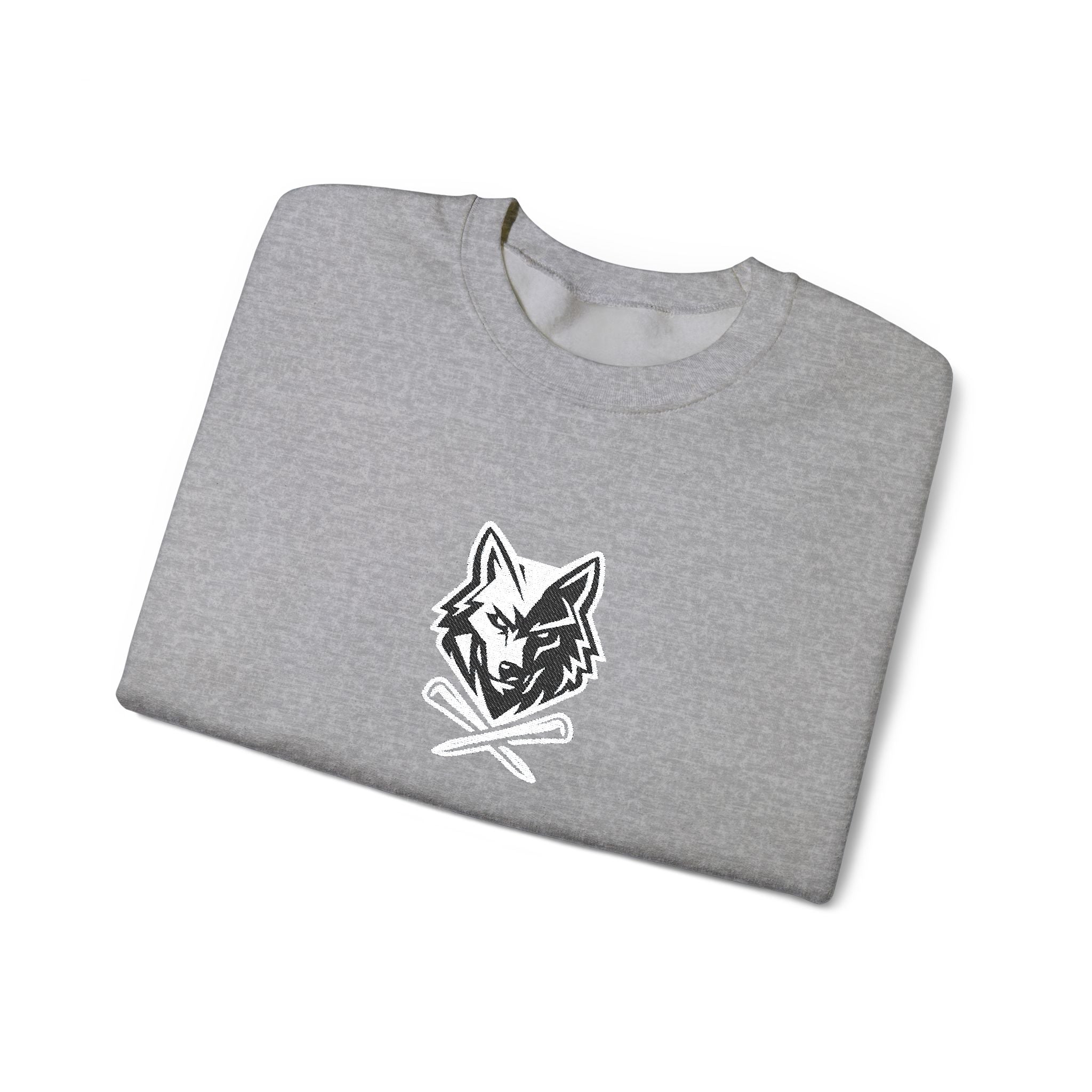 Crewneck Unisex Sweatshirt - Minimal Black Wolf Crossed Tees Graphic