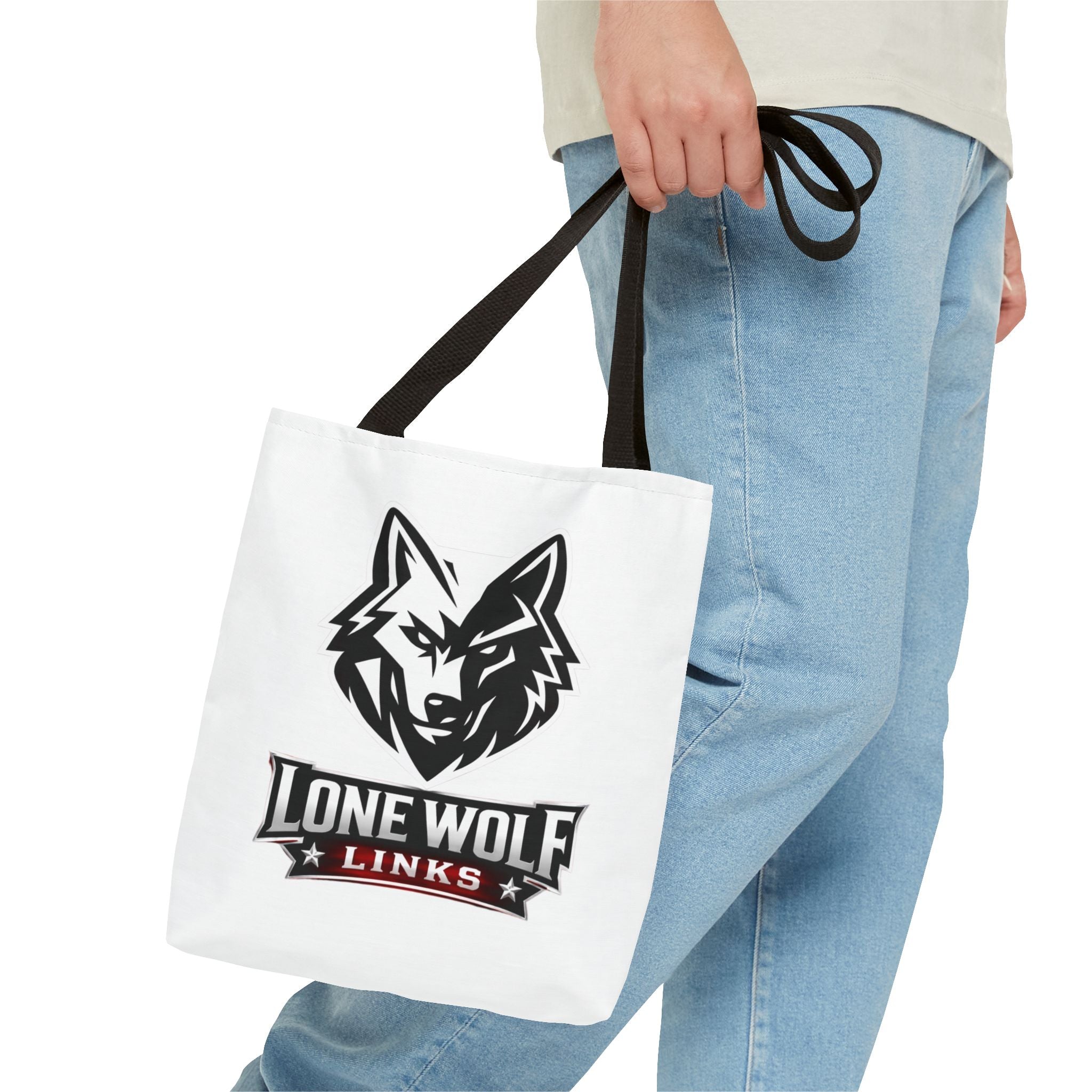 Lone Wolf Links Golf Tote Bag - Logo Canvas Carryall for Golfers