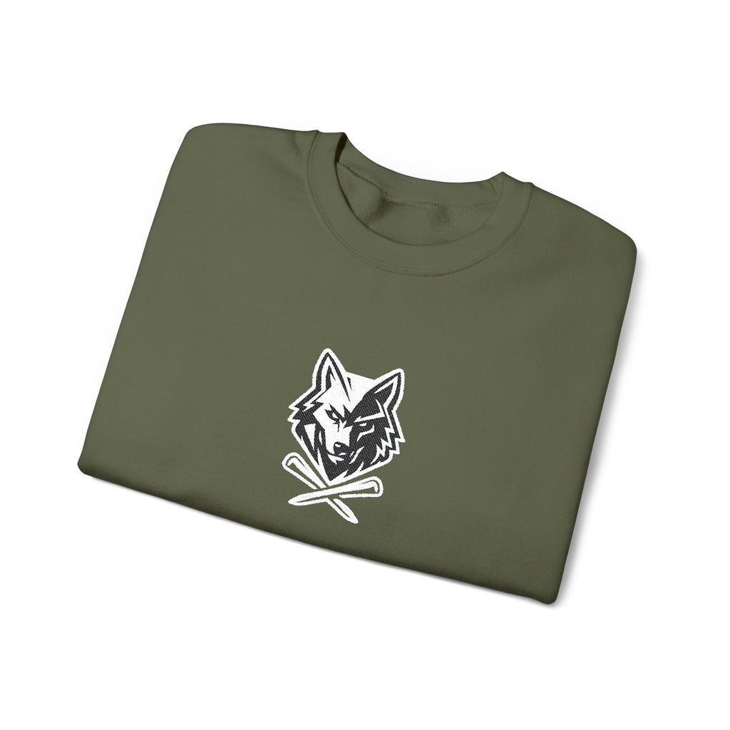 Crewneck Unisex Sweatshirt - Minimal Black Wolf Crossed Tees Graphic