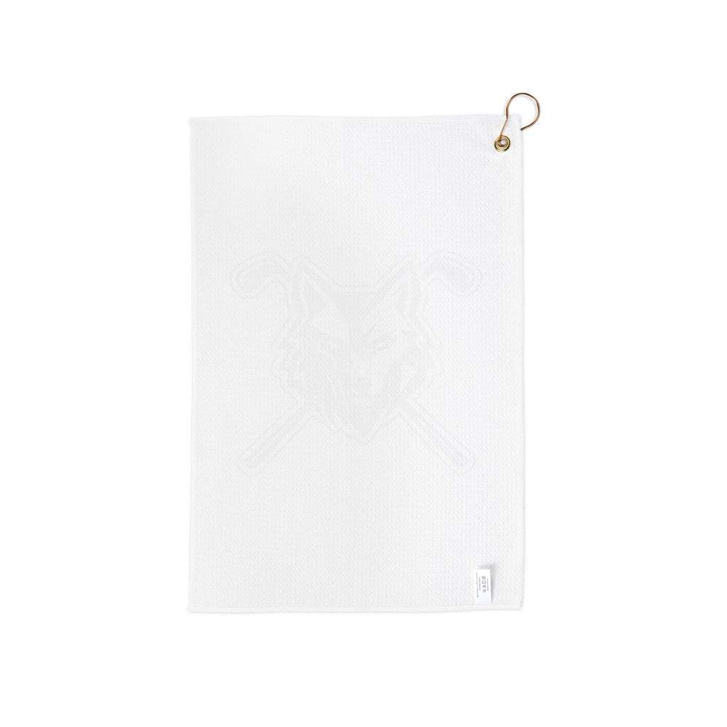 Lone Wolf Golf Towel - Black Wolf Head with Crossed Clubs Golfing Towel