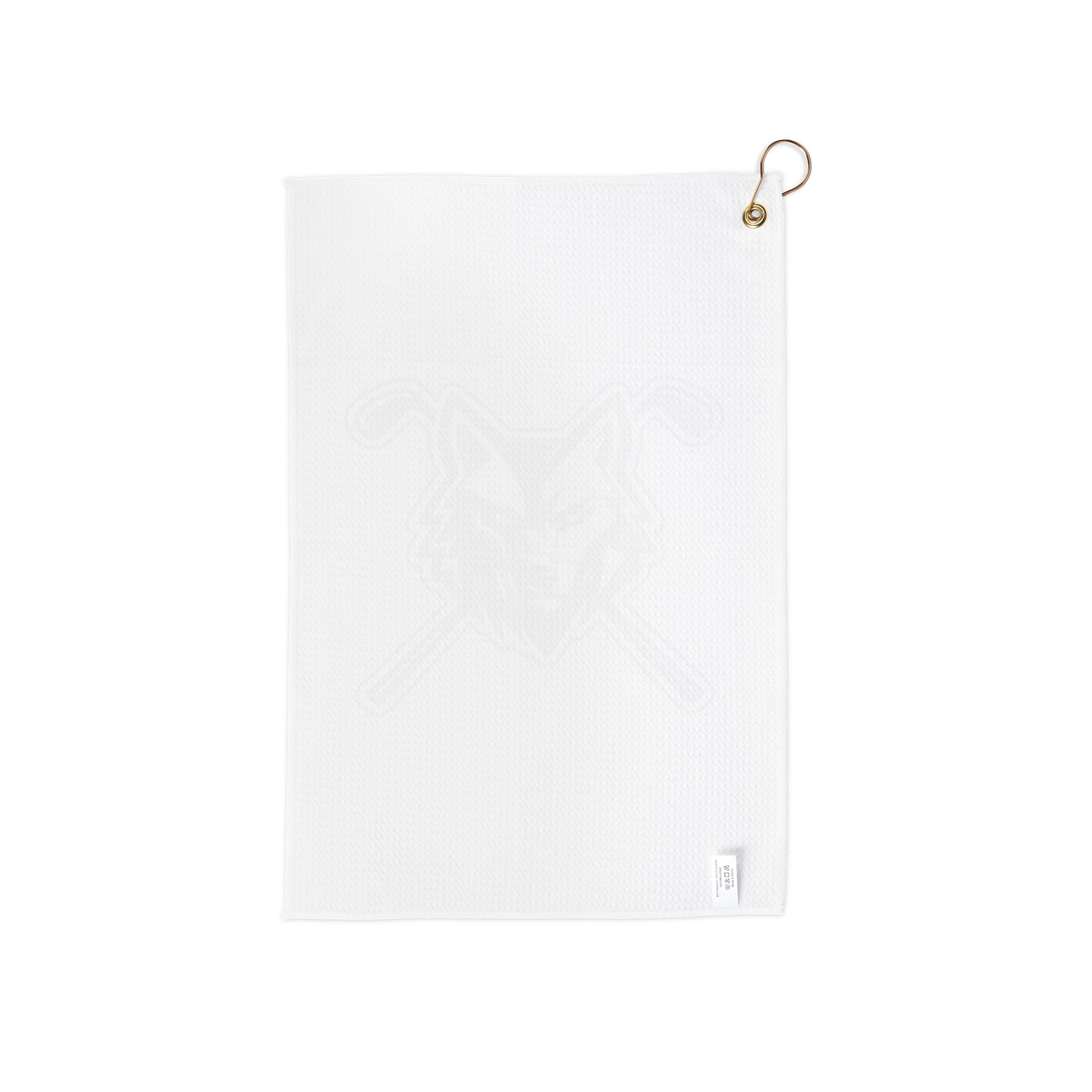 Lone Wolf Golf Towel - Black Wolf Head with Crossed Clubs Golfing Towel