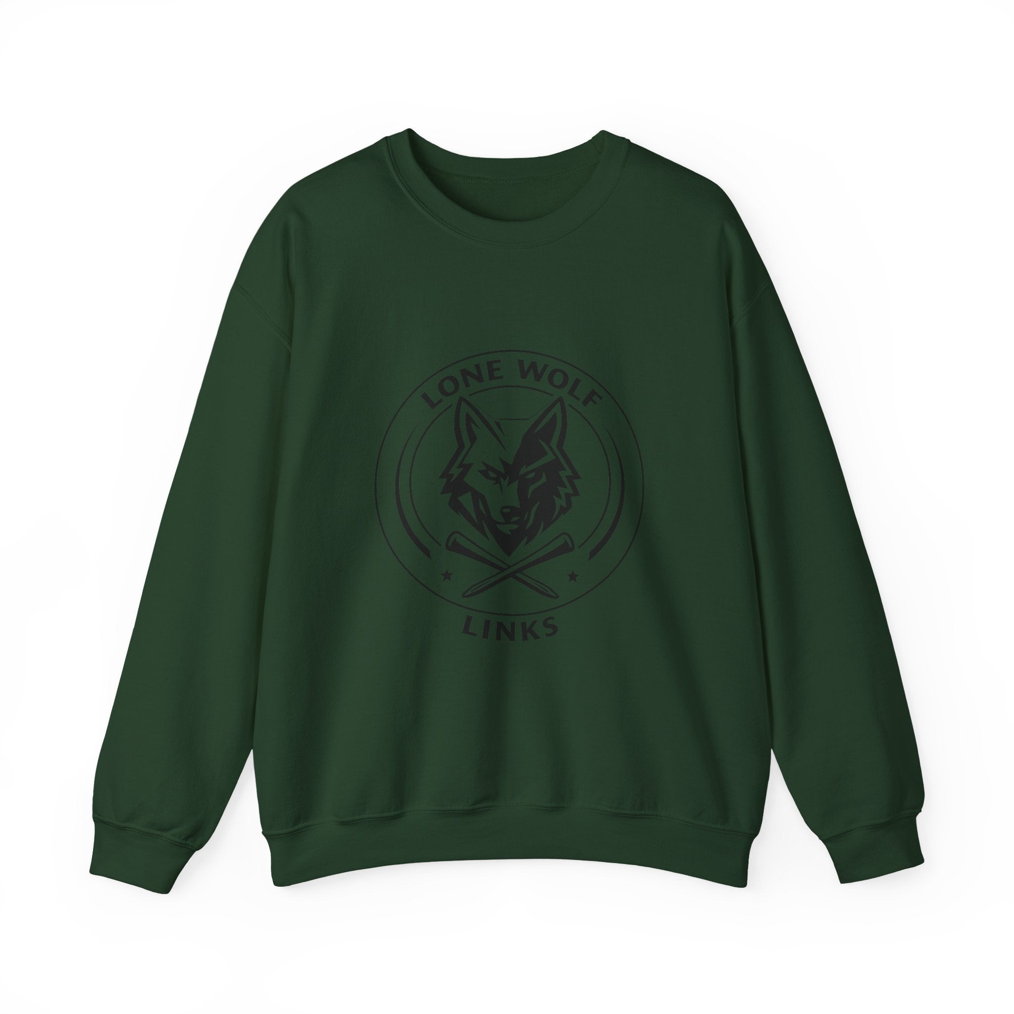 Lone Wolf Links Crewneck Sweatshirt - Unisex Golf Tee Logo Pullover