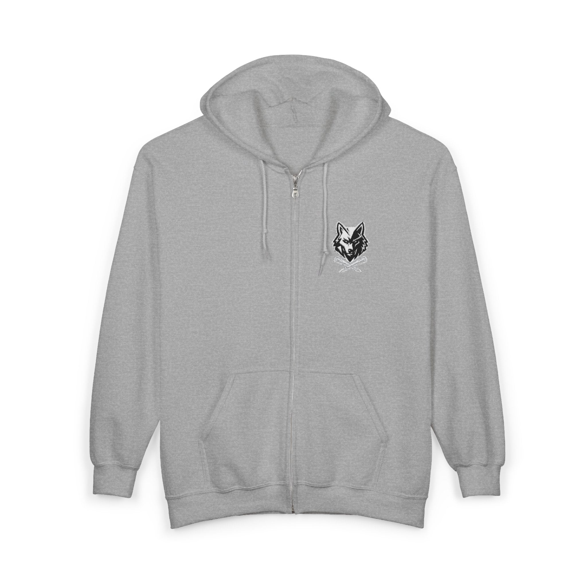 Wolf & Crossed Tees Zip Hoodie - Unisex Black Full-Zip Sweatshirt