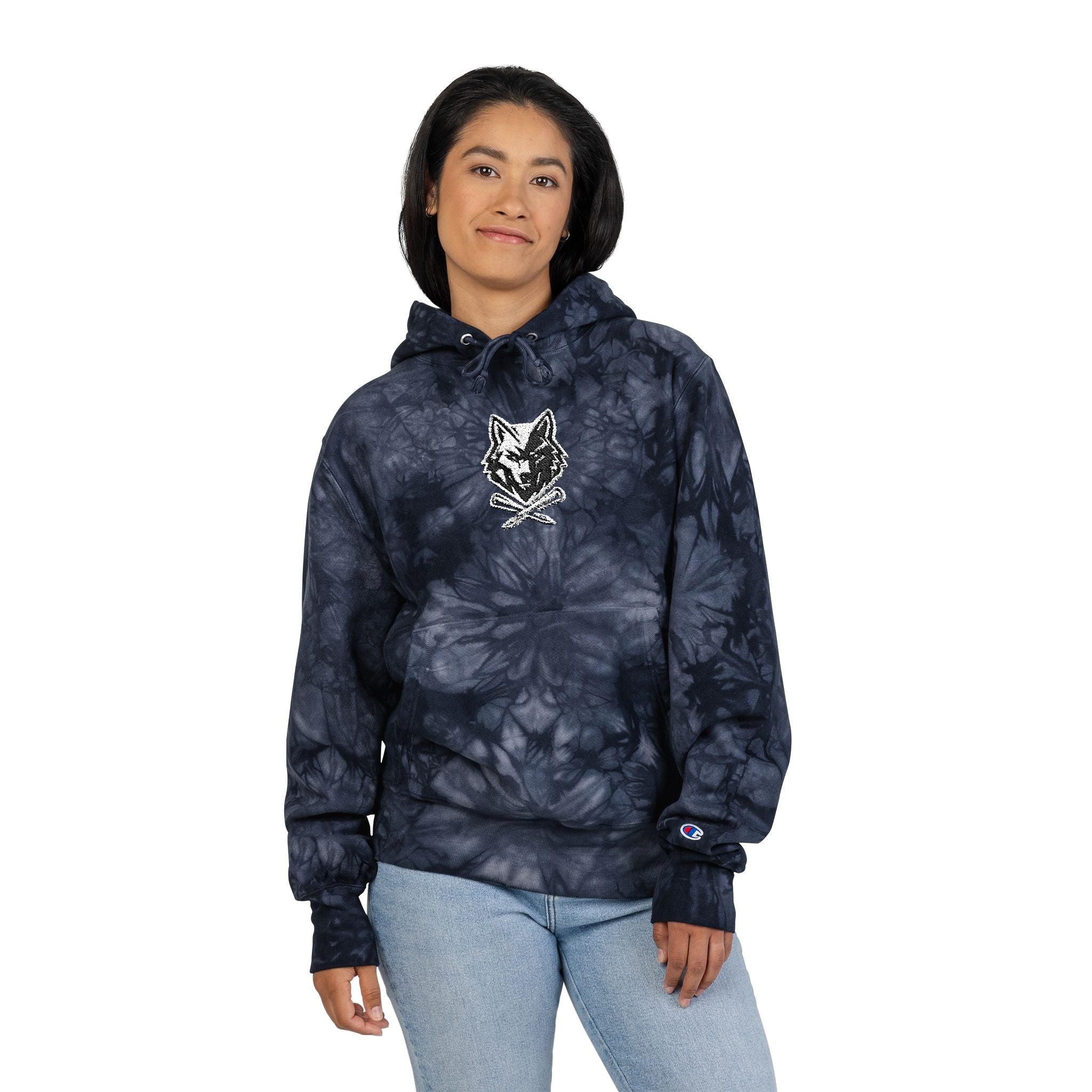 Tie-Dye Lone Wolf with Crossed Tees Hoodie (Unisex)