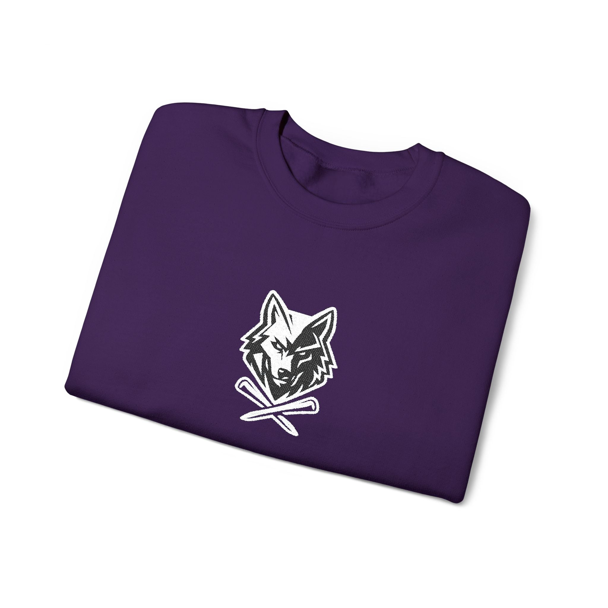 Crewneck Unisex Sweatshirt - Minimal Black Wolf Crossed Tees Graphic