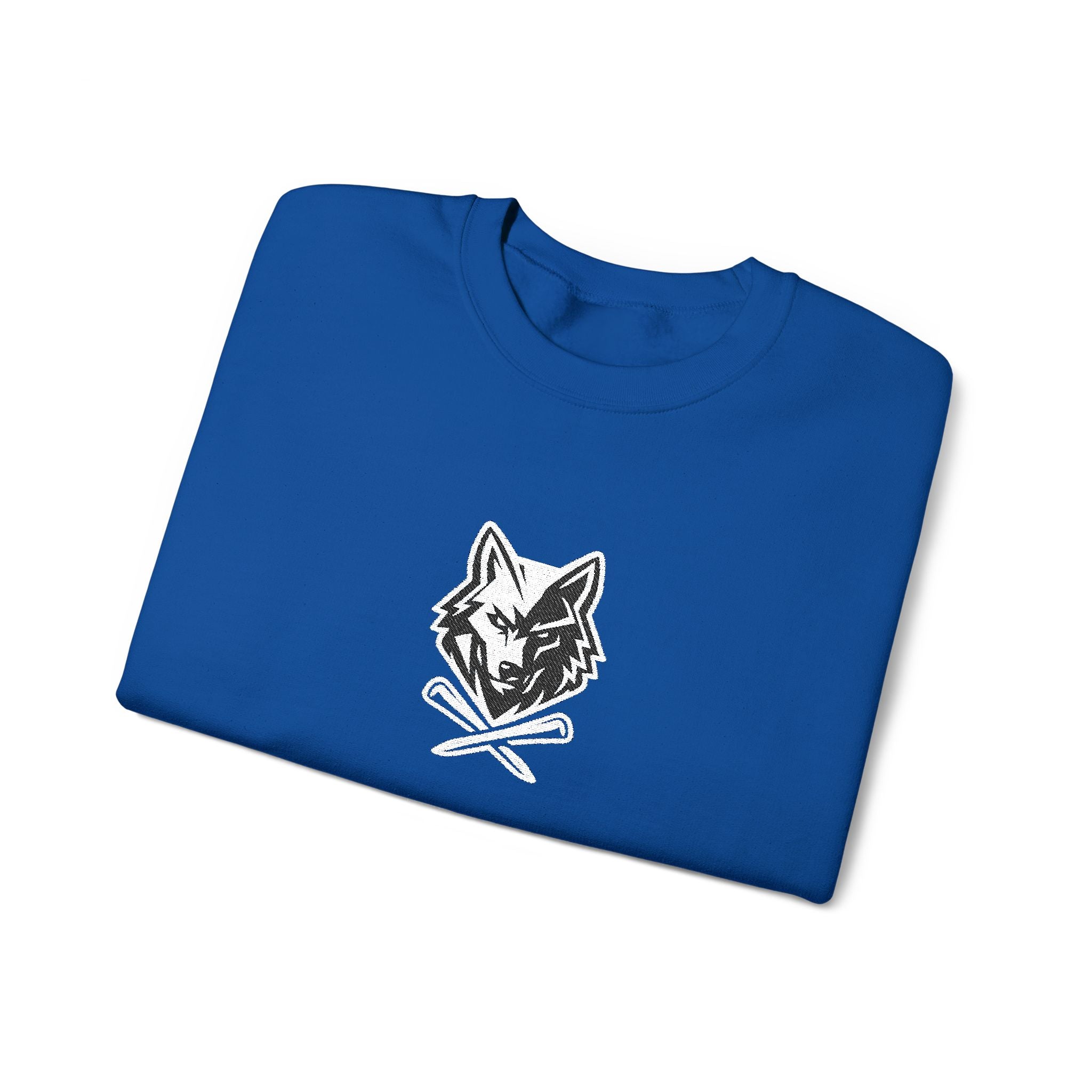 Crewneck Unisex Sweatshirt - Minimal Black Wolf Crossed Tees Graphic